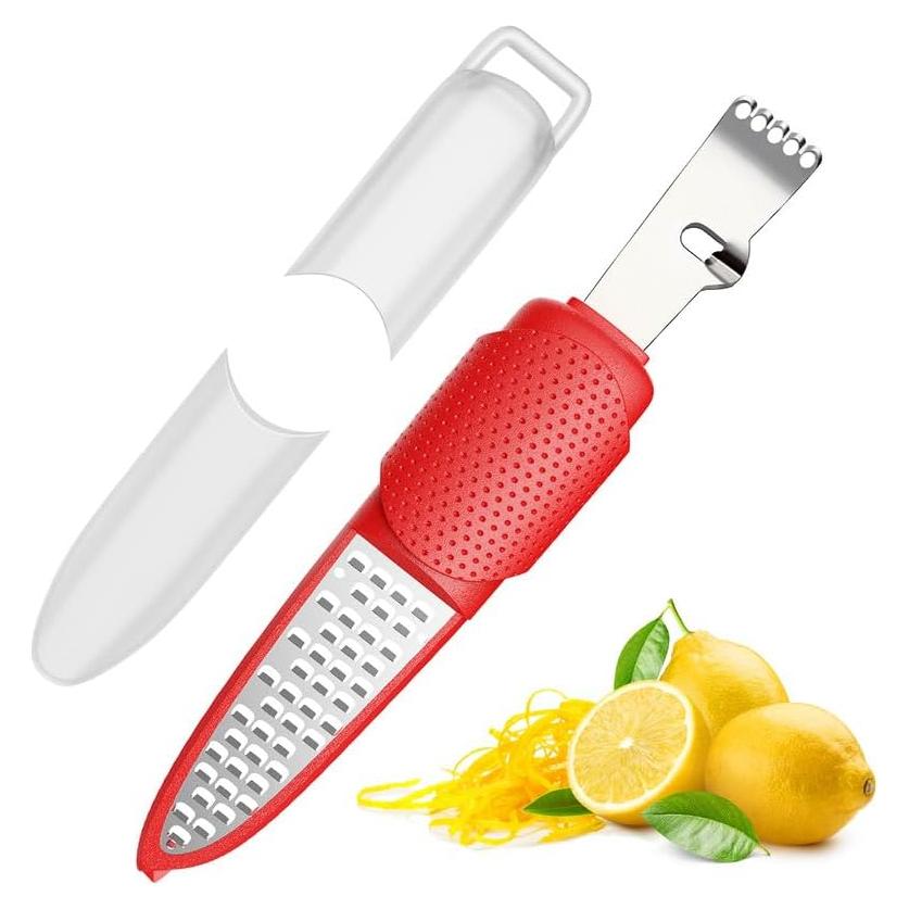 Rallador Zester de Cítricos Pisol Rojo 4 en 1 Acero Inoxidable