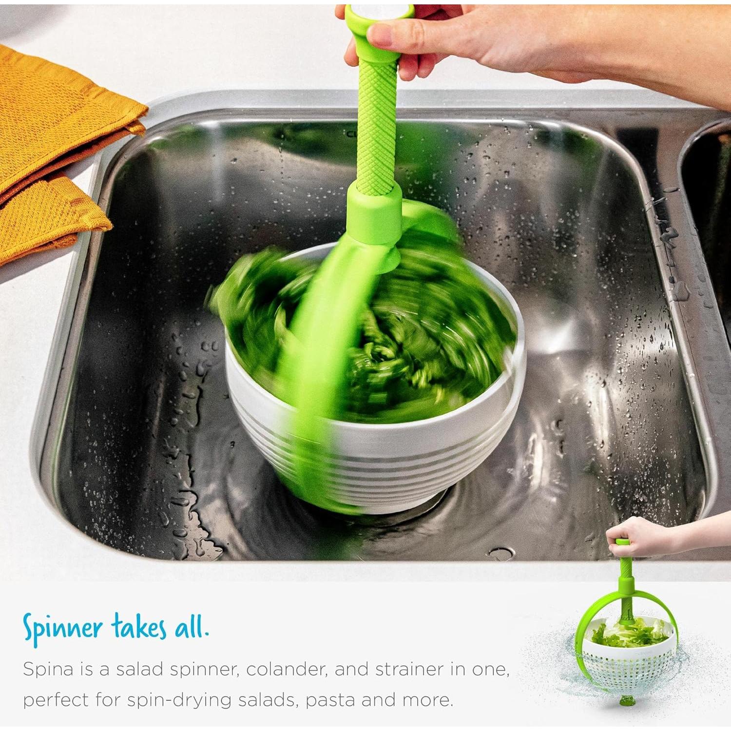 Colador de Ensalada Plegable Dreamfarm Spina 2-En-1 - Verde