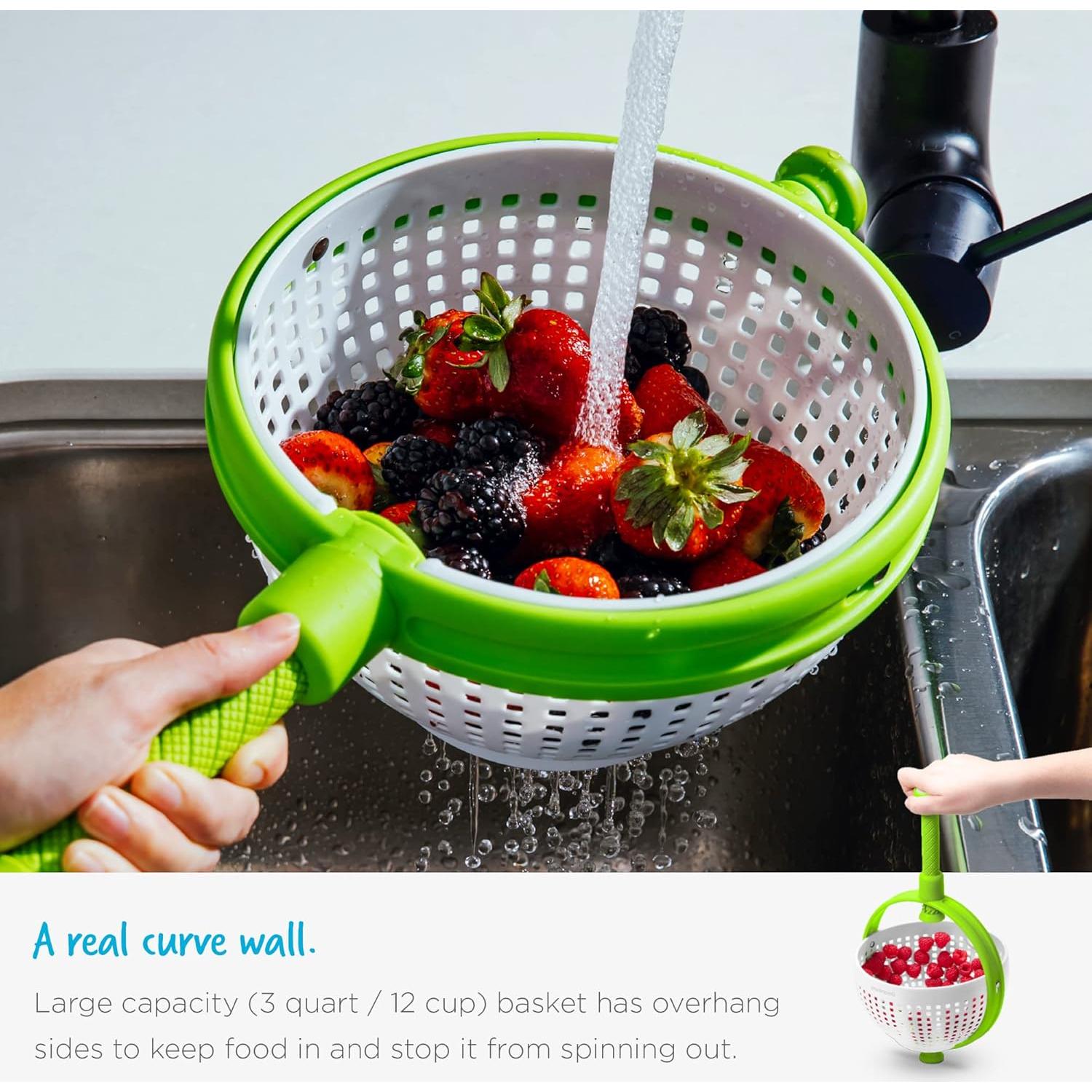 Colador de Ensalada Plegable Dreamfarm Spina 2-En-1 - Verde