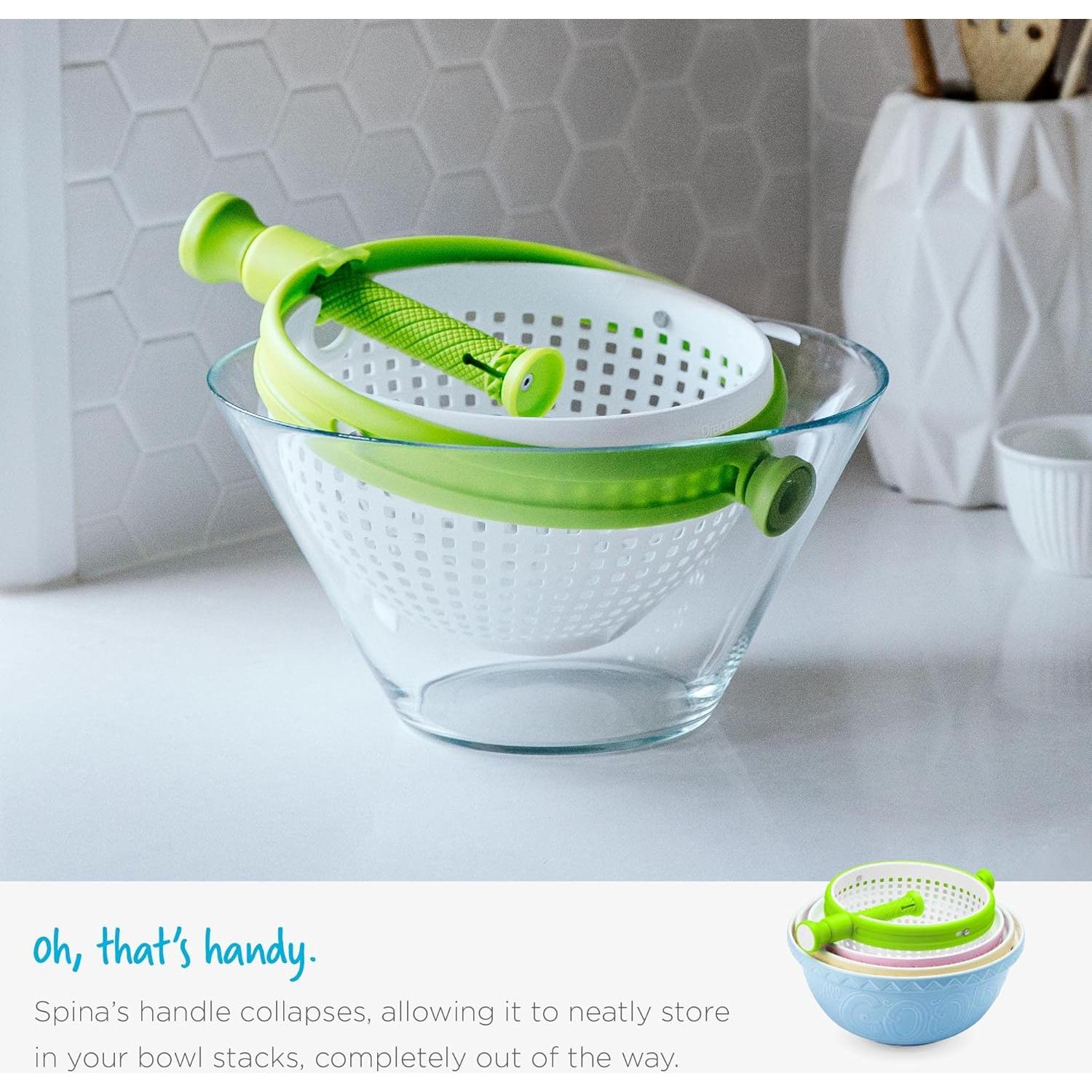 Colador de Ensalada Plegable Dreamfarm Spina 2-En-1 - Verde