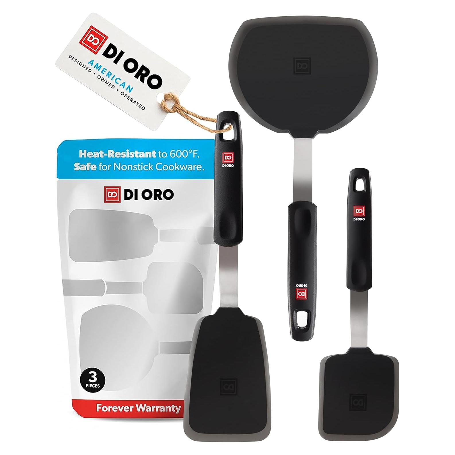 Juego de Espátulas de Silicona DI ORO - 3 Piezas Resistentes al Calor