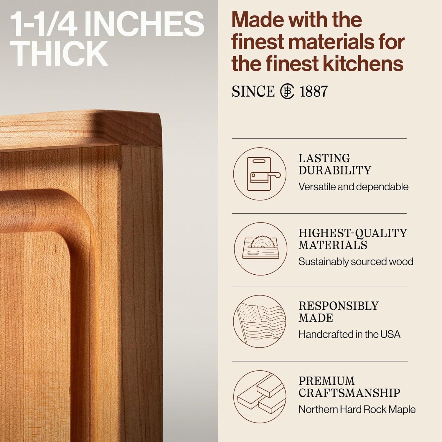 Tabla de Cortar John Boos de Madera de Arce 45.1x43.8 cm Reversible