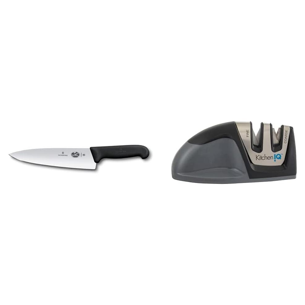 Cuchillo Chef Fibrox Pro Victorinox 20 cm + Afilador KitchenIQ