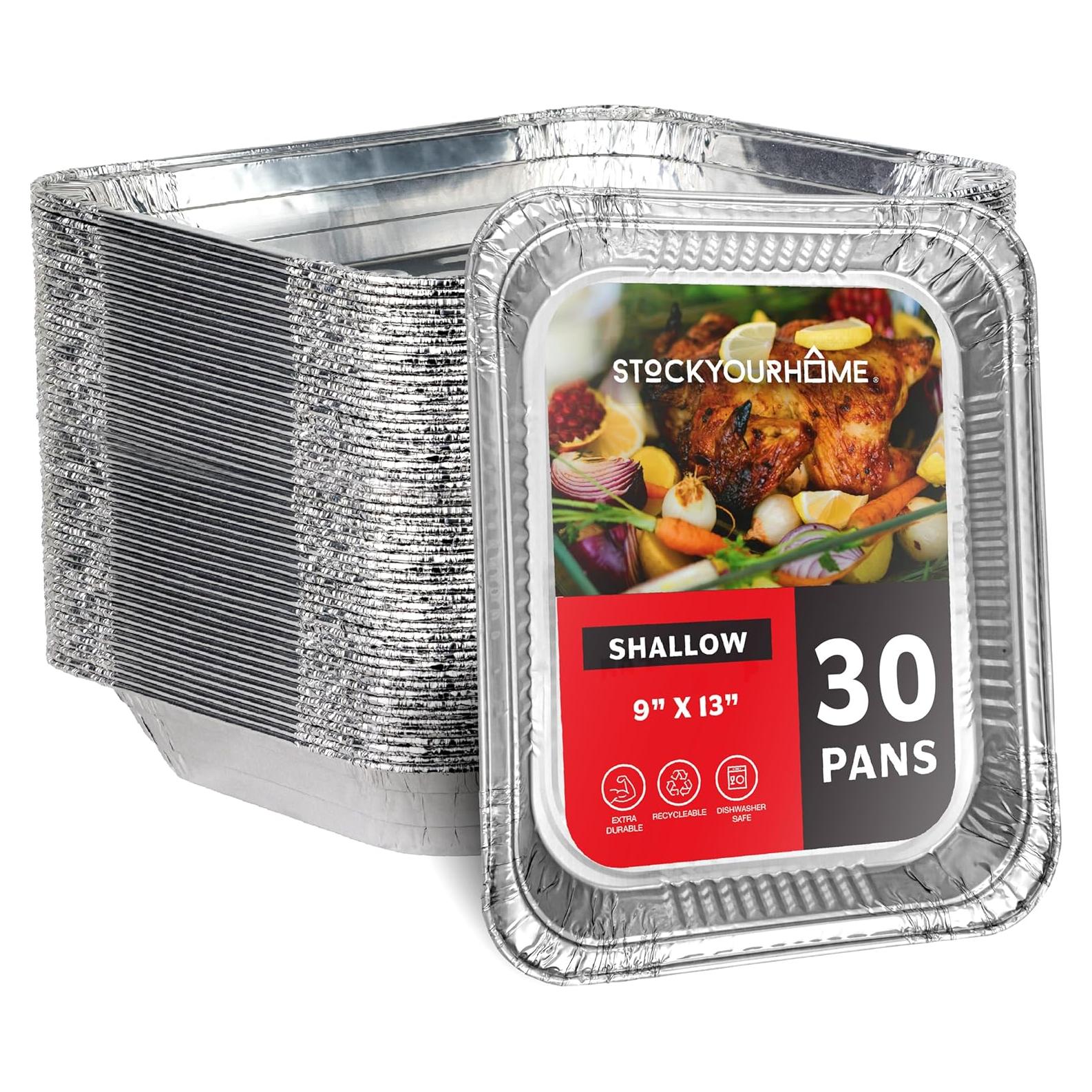30 Bandejas de Aluminio Desechables 9x13 Stock Your Home
