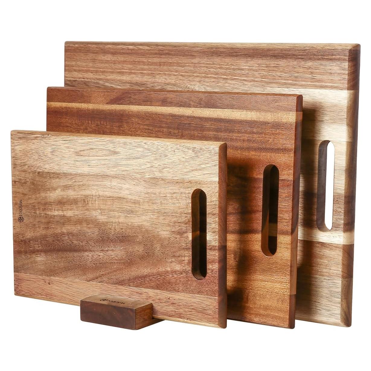 Juego de 3 Tablas de Cortar de Madera Acacia YUSOTAN