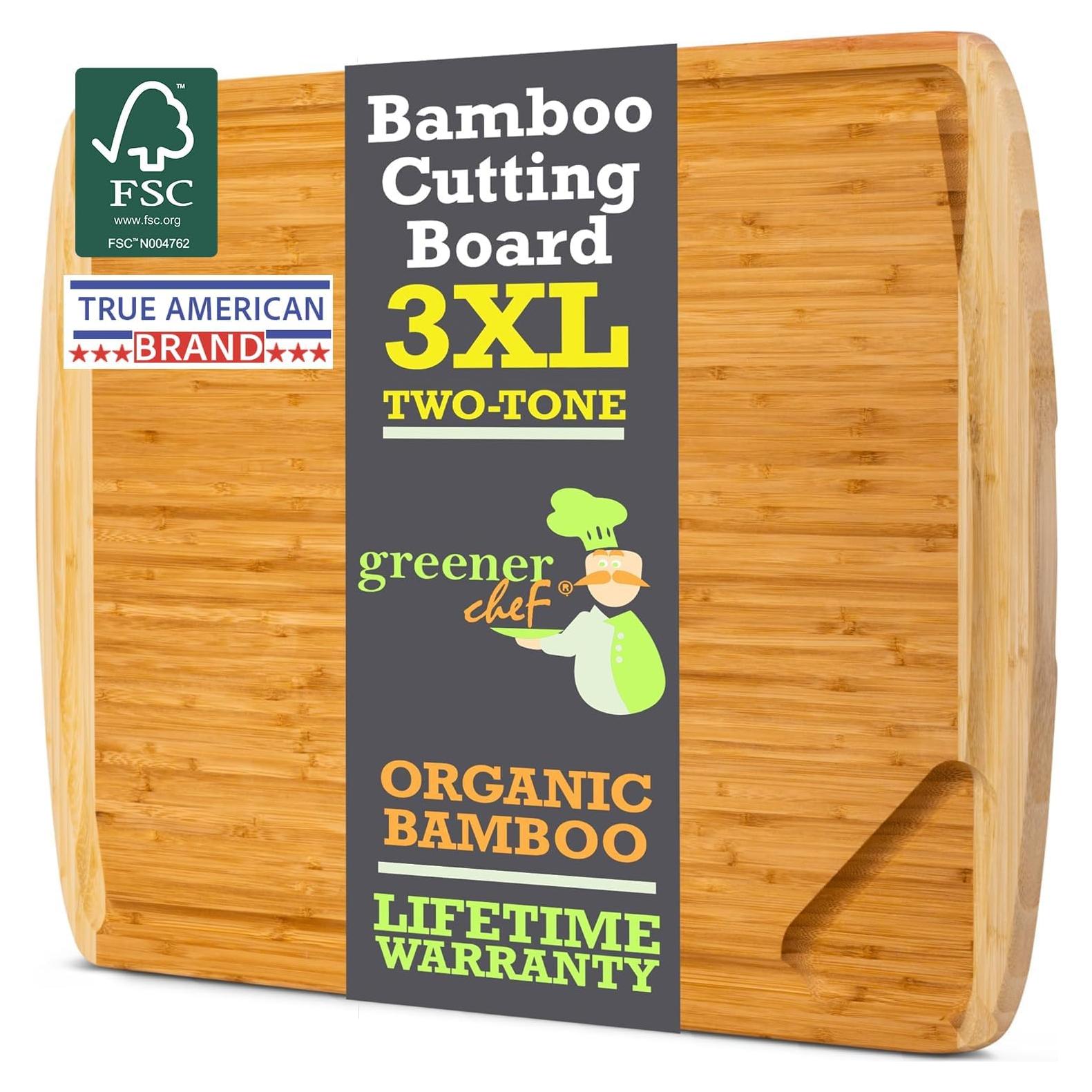 Tabla de Cortar Extra Grande Greener Chef 76x51 cm Bambú FSC