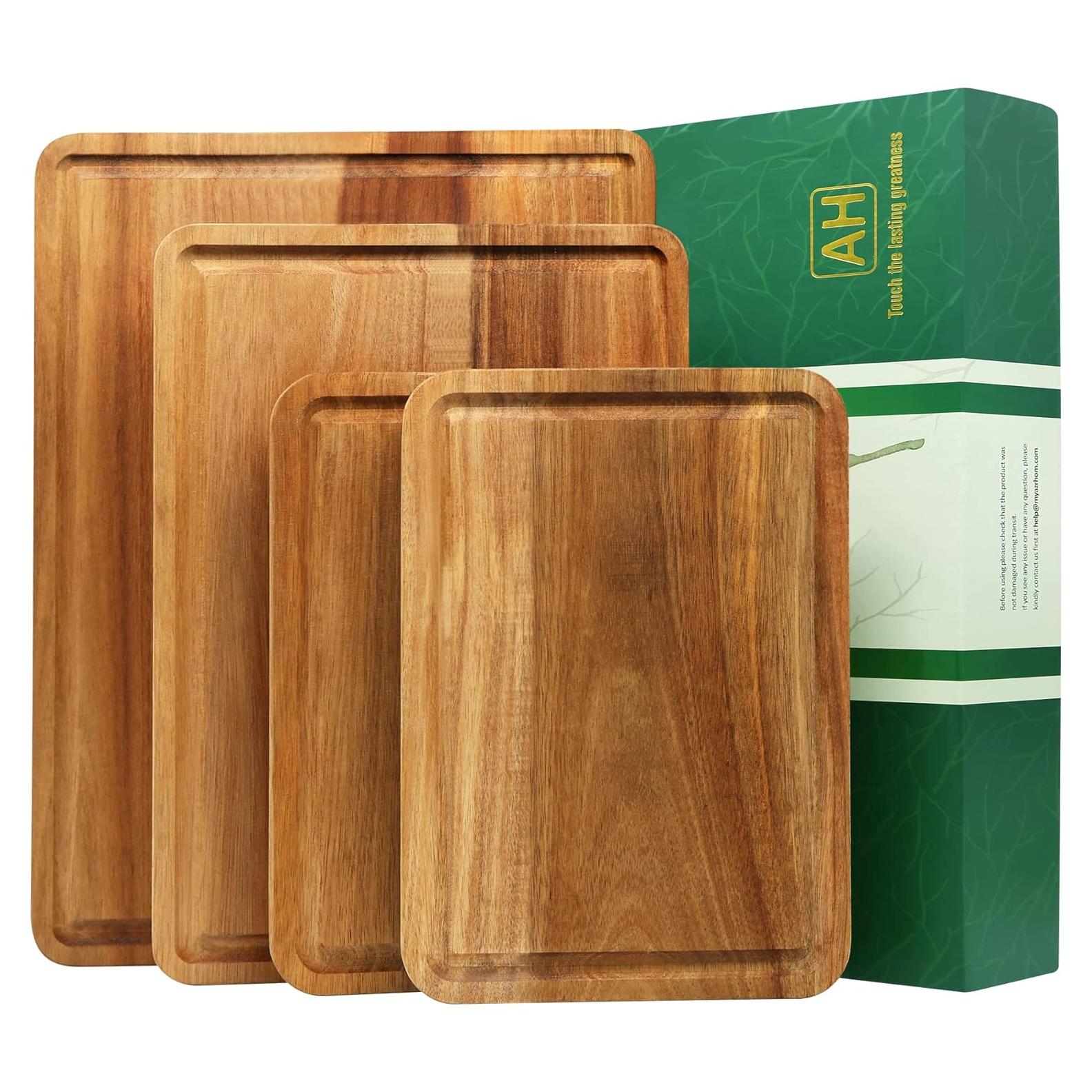 Juego de Tablas de Cortar de Madera AZRHOM - 4 Piezas Acacia