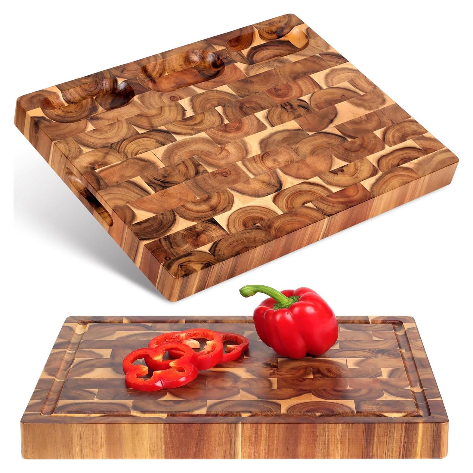 Tabla de Cortar de Acacia FANICHI 43.2x33cm Reversible con Canal