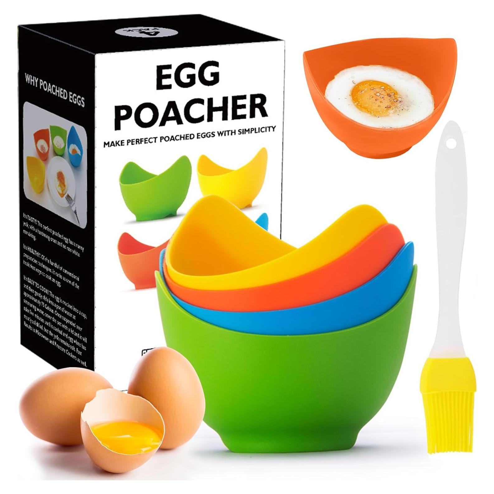 Escalfador de Huevos de Silicona LTWQLing - Paquete de 4, Antiadherente