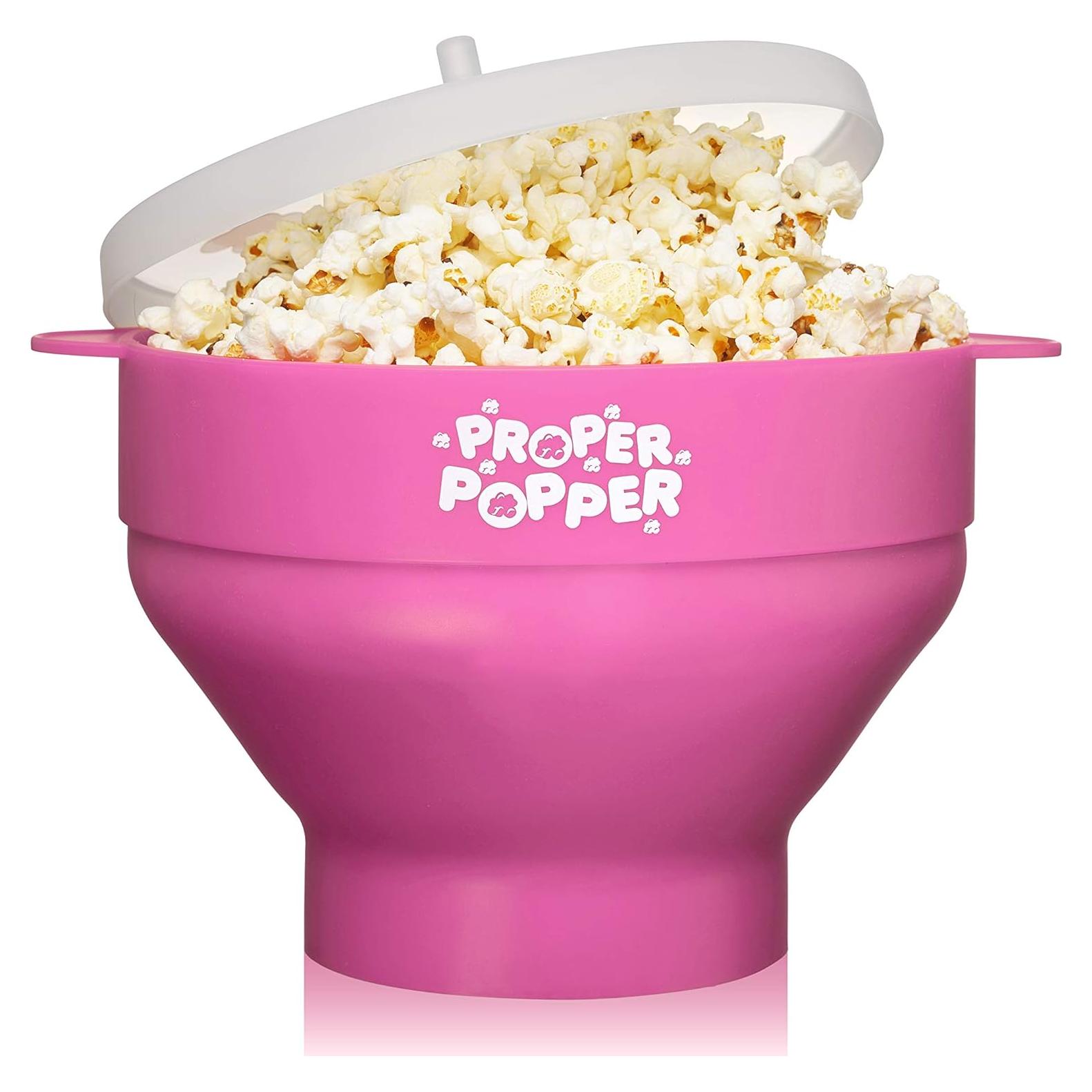 Hacedor de Palomitas Proper Popper Rosa Silicona 15 Tazas Apto Microondas