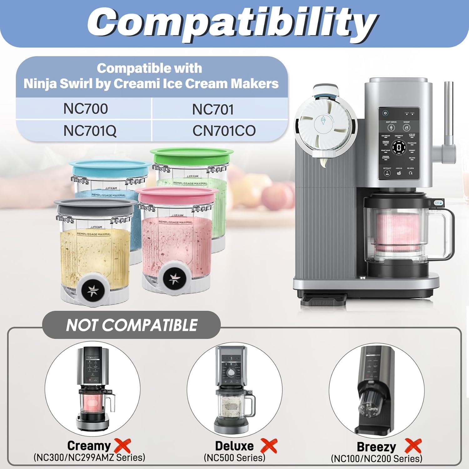 Recipientes de Reemplazo NANOBABY para Ninja Creami Swirl 16oz - Paquete de 4