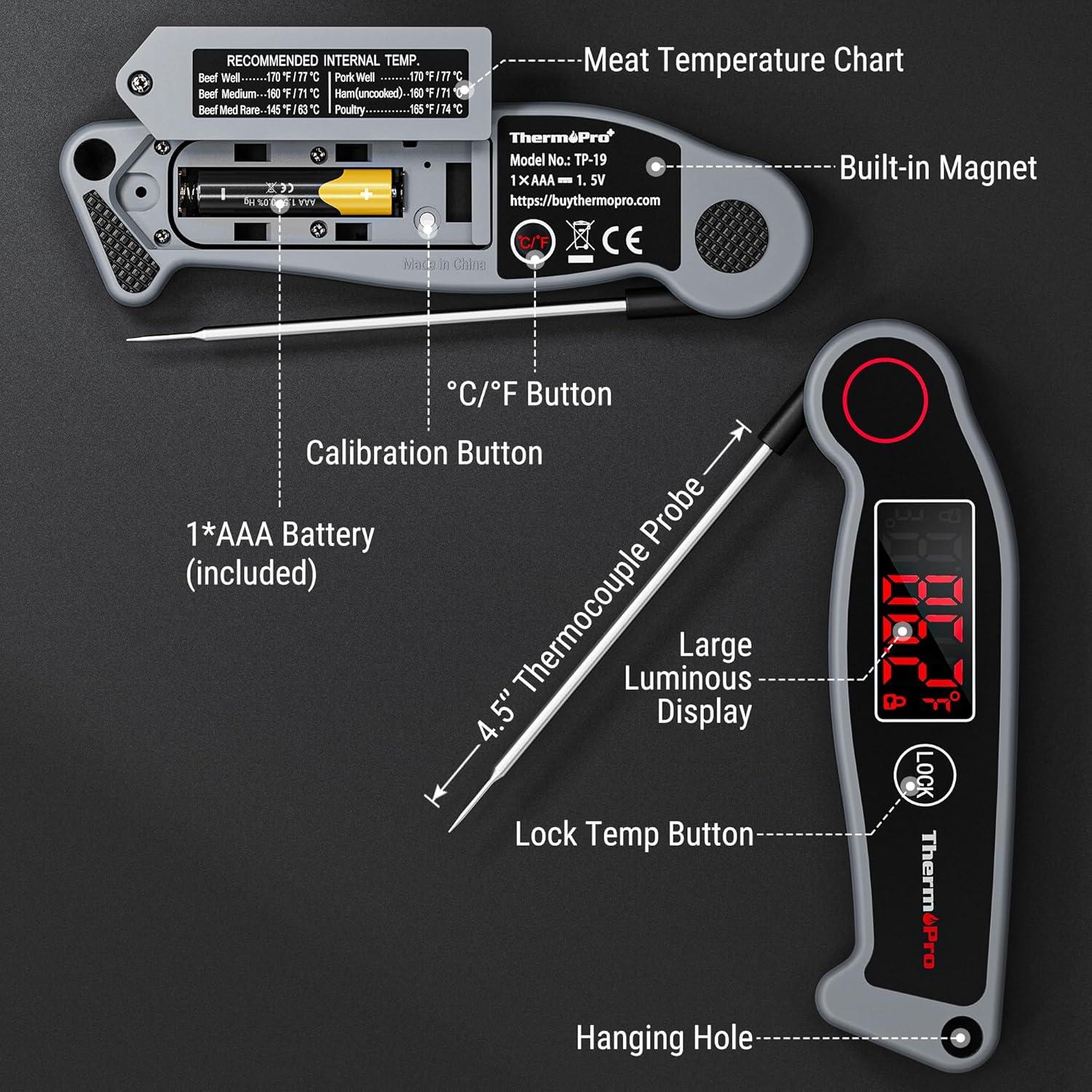 Termómetro Digital de Carne ThermoPro TP19 Impermeable 300°C