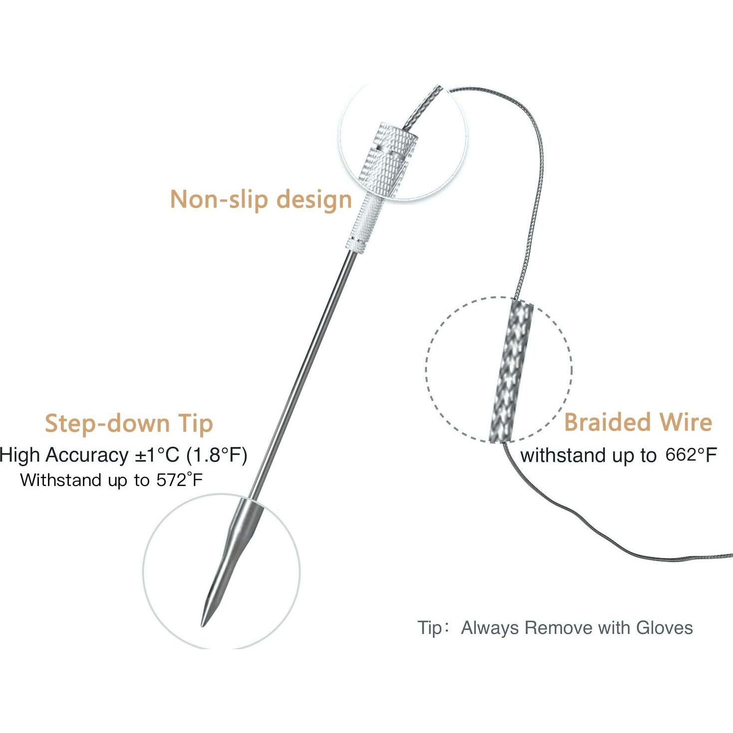 4 Sondas de Reemplazo Thermopro TP20 TP25 TP08S 2.5mm
