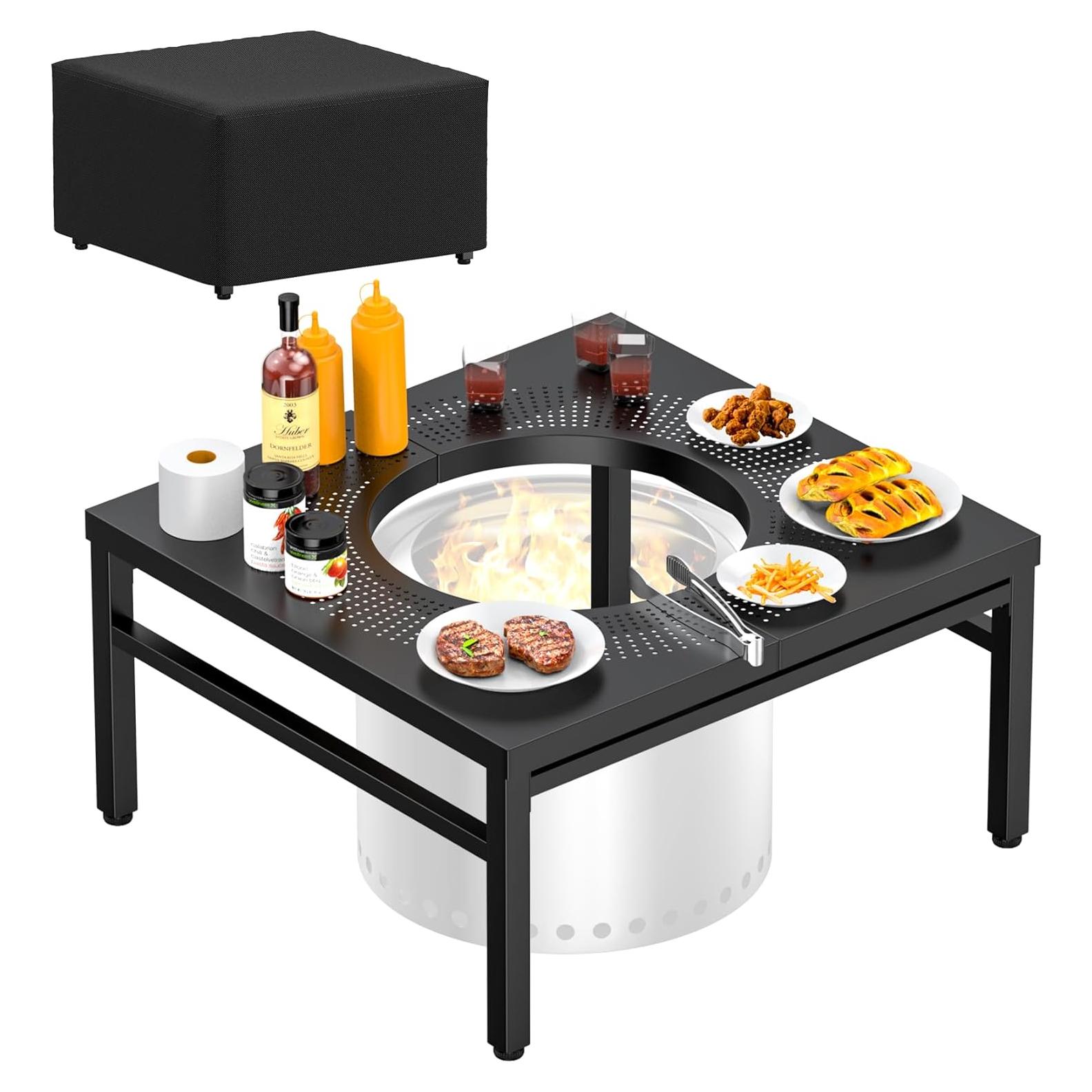 Mesa de Superficie para Fogata AJinTeby 96.52 cm Acero Negro