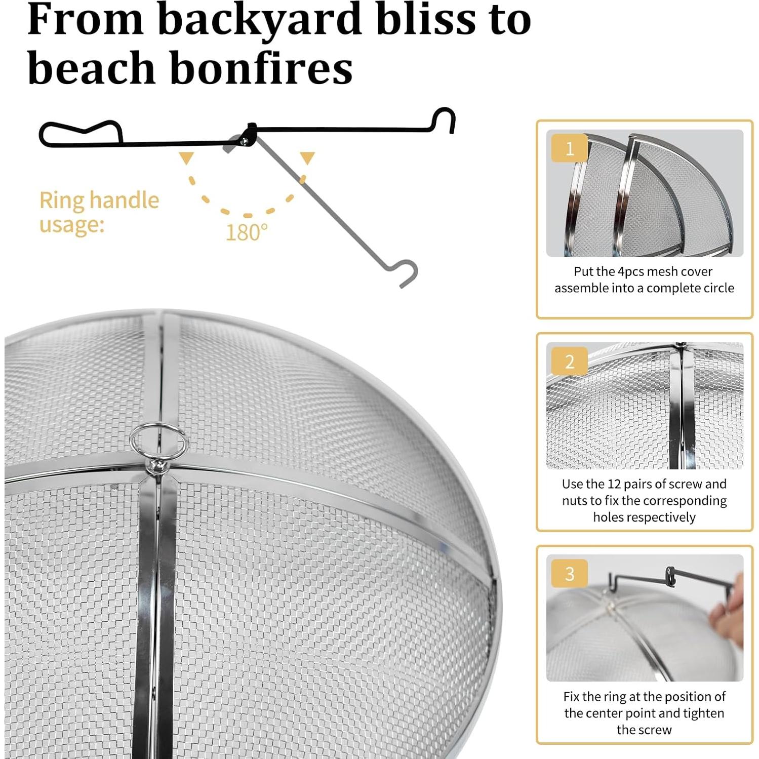 Pantalla Protectora de Fogata Baitedelai 49.5 cm Acero Inoxidable