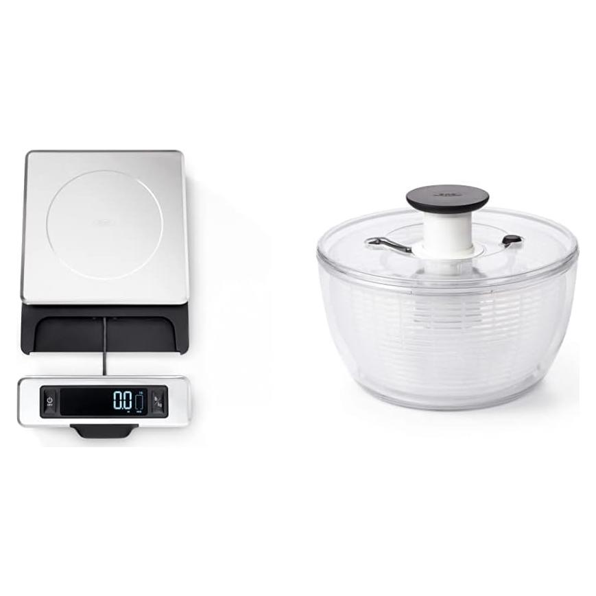 Balanza de Alimentos OXO Good Grips Acero Inoxidable 5 kg y Escurridor de Ensalada 5.88 L