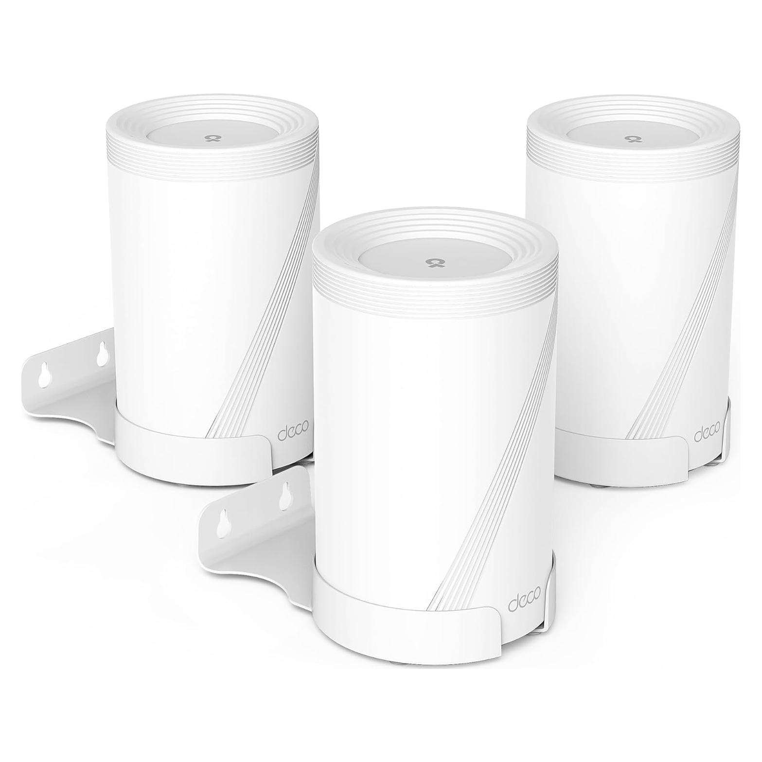 Soporte de Pared para TP-Link Deco BE63/BE65/BE67/BE68/BE10000/BE11000/BE14000 - Aluminio Blanco con Estante para Cables