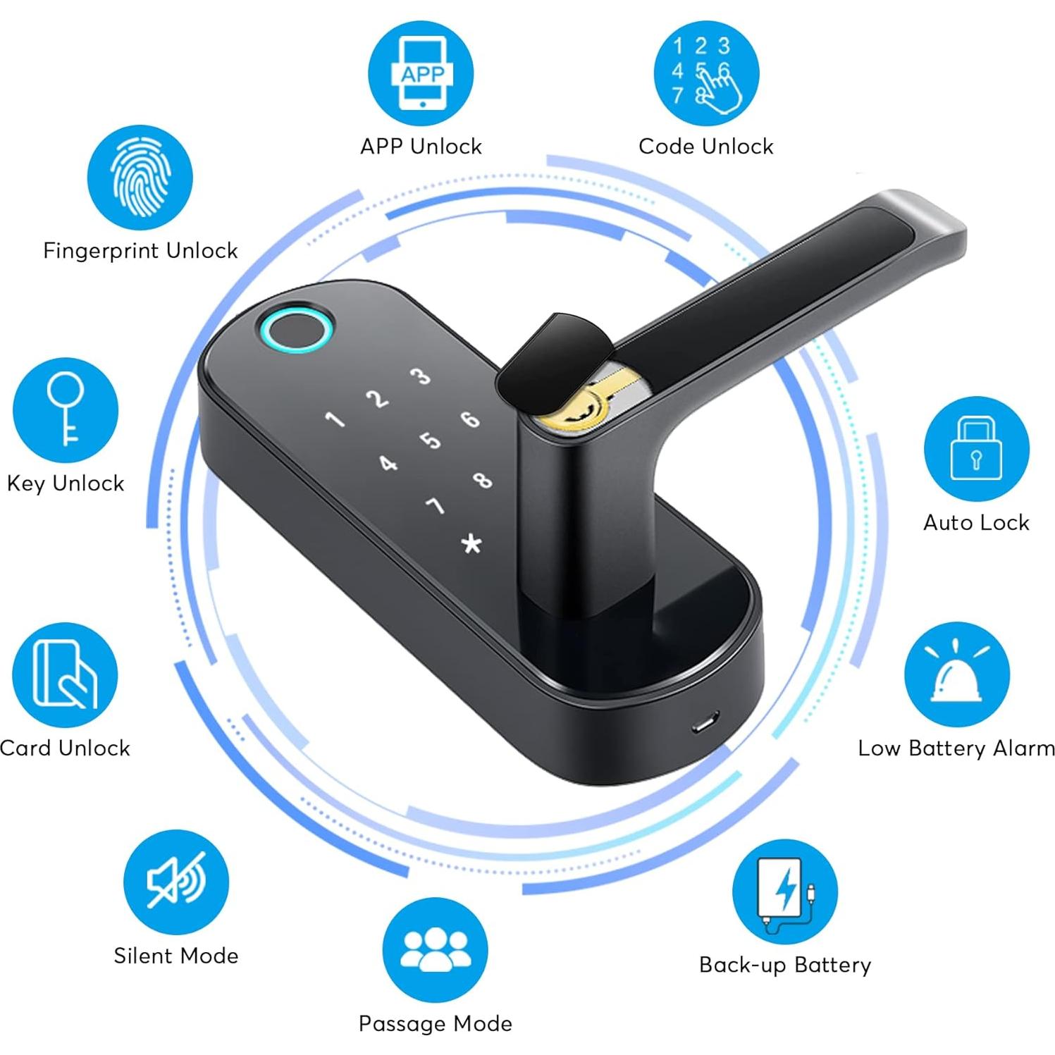 Cerradura Inteligente CATCHFACE TFX1-Negro con Huella Dactilar