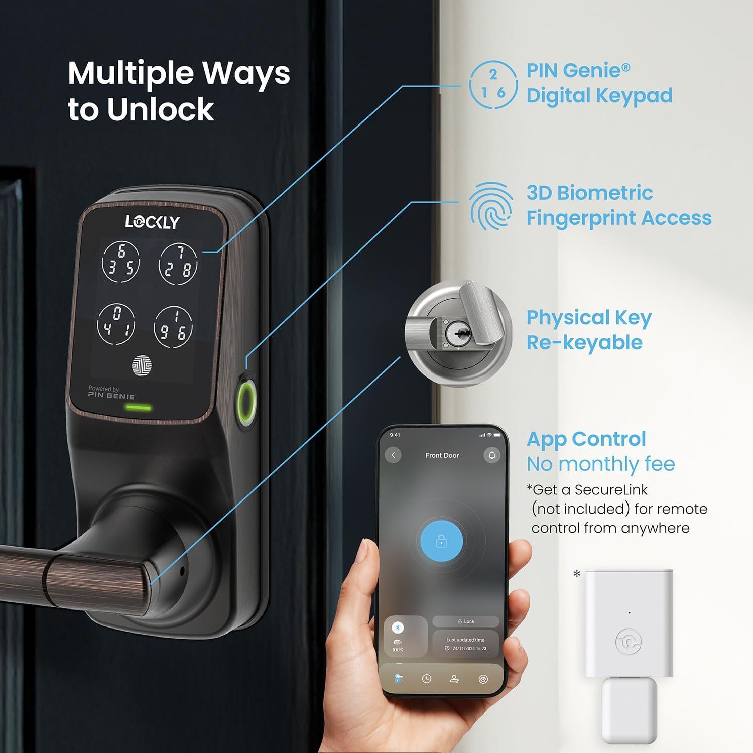 Cerradura Inteligente Lockly Secure Plus Bluetooth Huella Dactilar