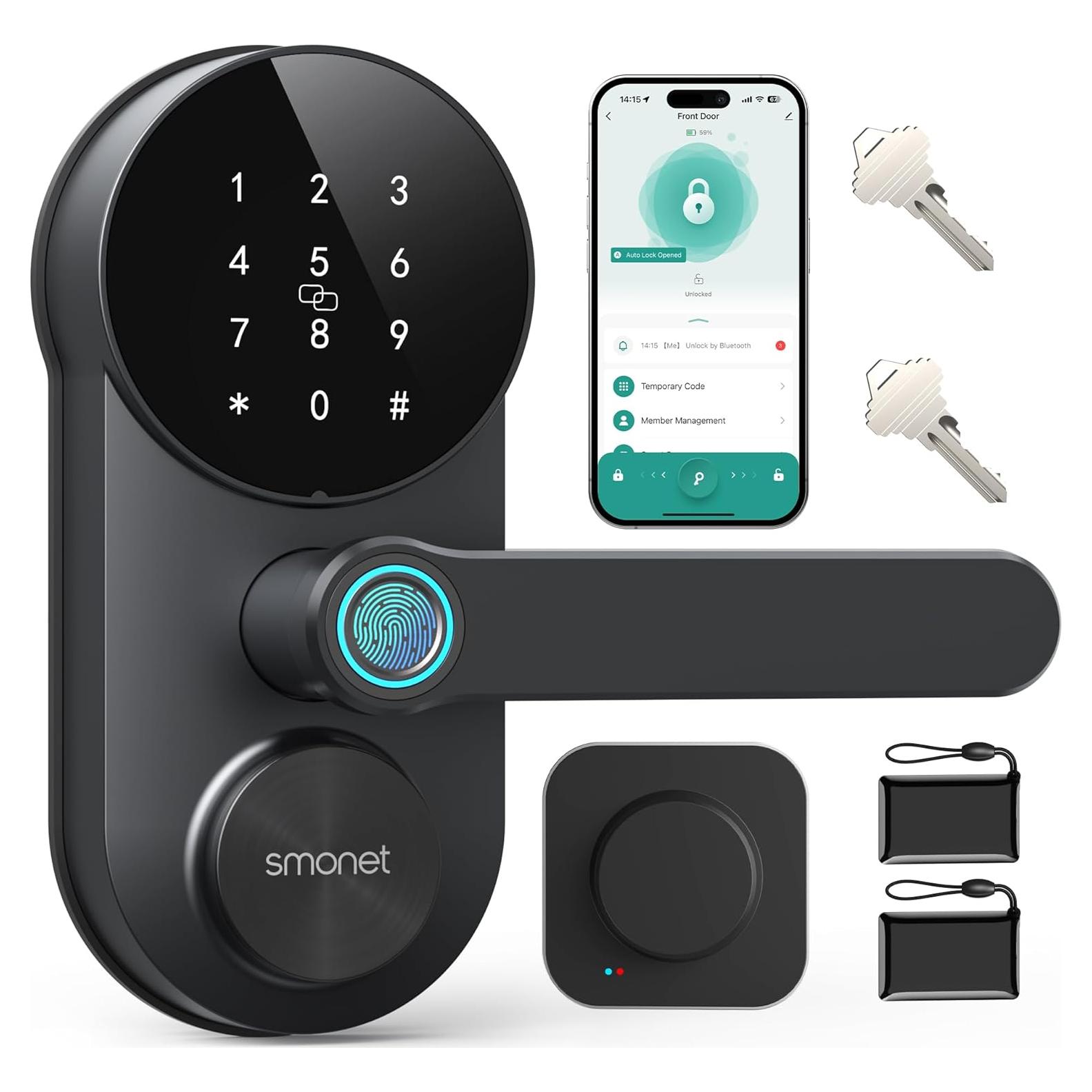 Cerradura WiFi Inteligente SMONET H6 con Huella Digital y Teclado