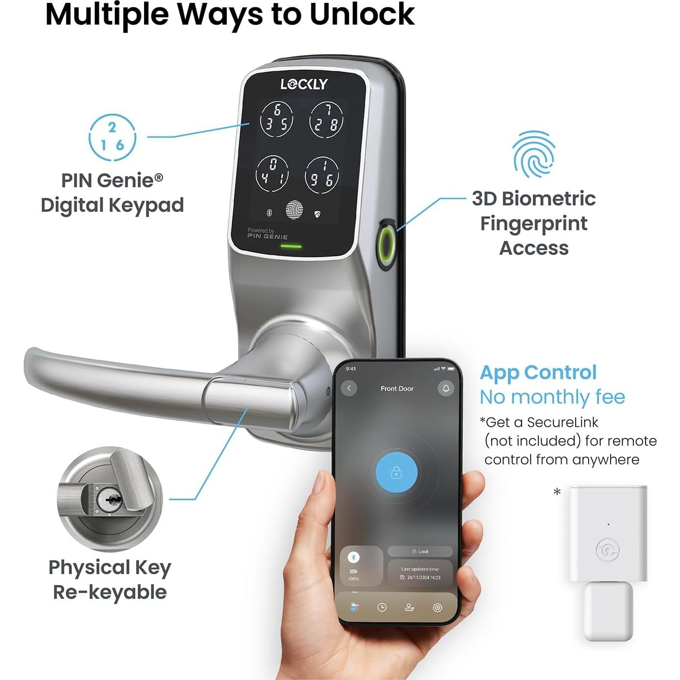 Cerradura Inteligente Lockly Secure Plus Bluetooth con Huella Dactilar