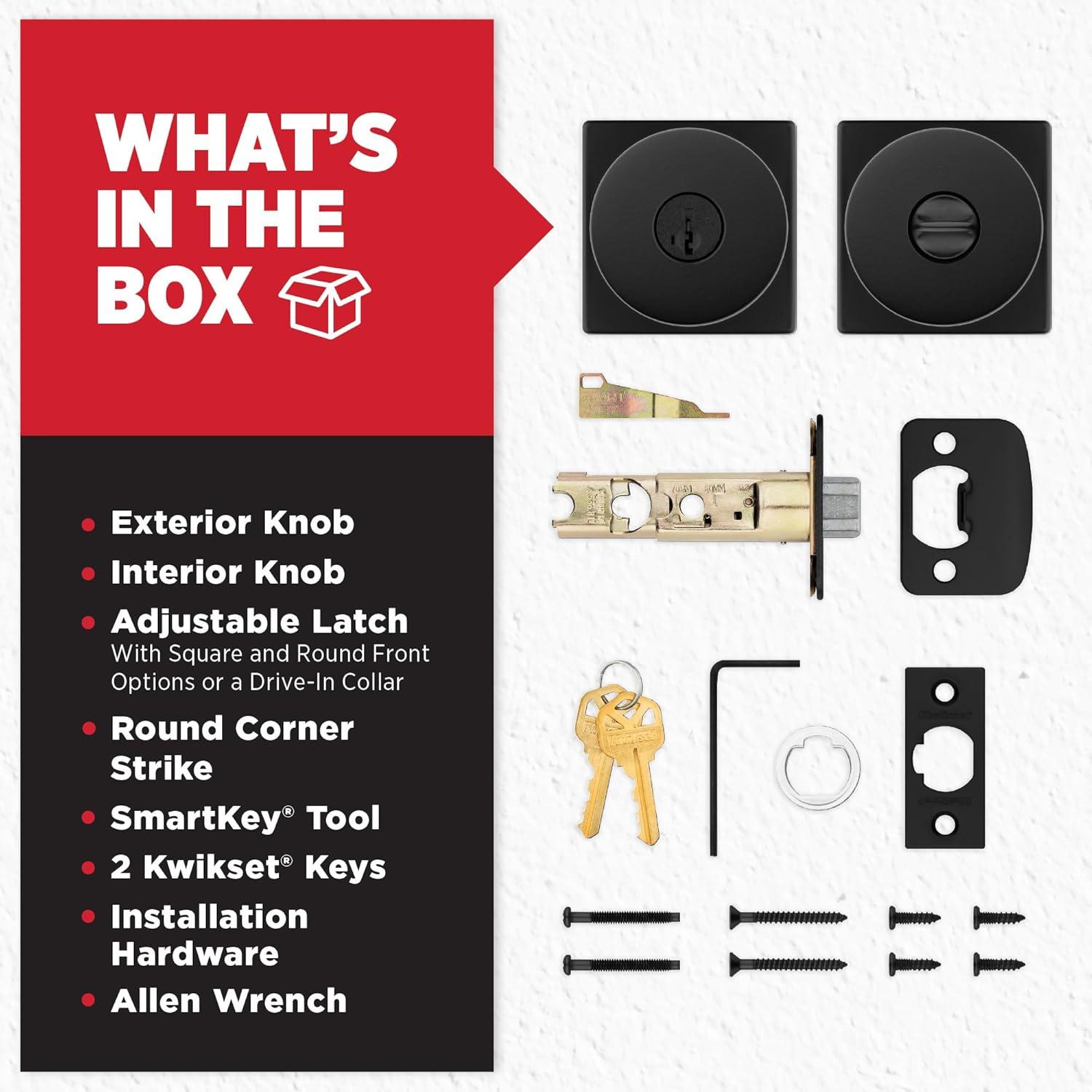 Manija de Puerta Kwikset Pismo con Cerradura y Llave Negra