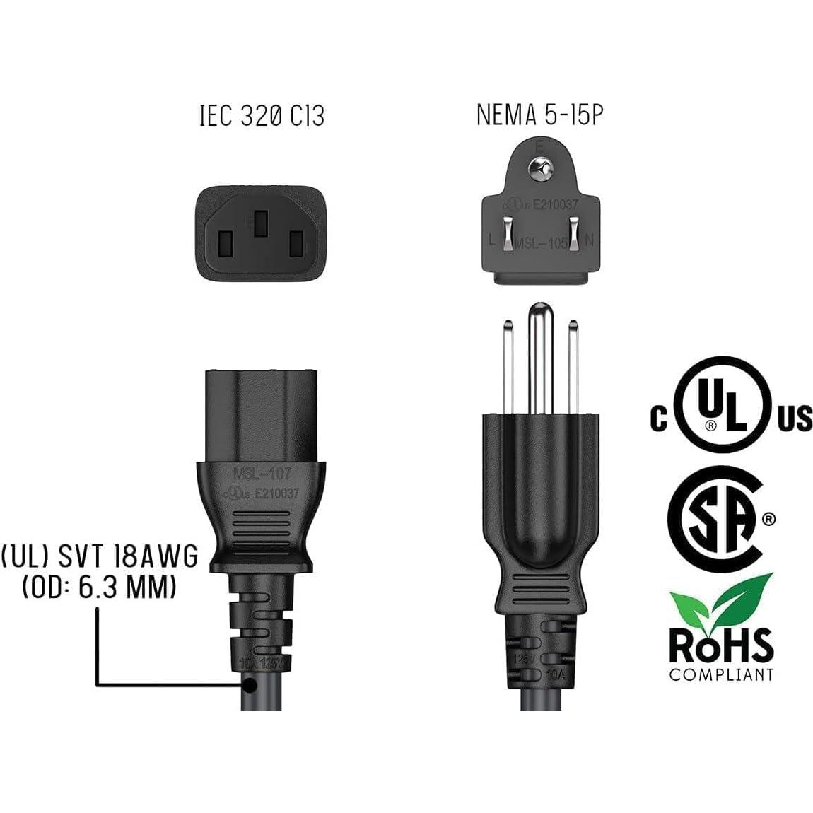 Cable de Alimentación PowerHOOD 0.91m 3 Clavijas para Proyector BenQ