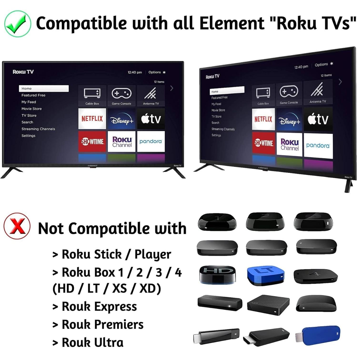 Control Remoto Element Roku TV 4K Ultra - Acceso Directo Netflix, Disney Plus, Apple TV