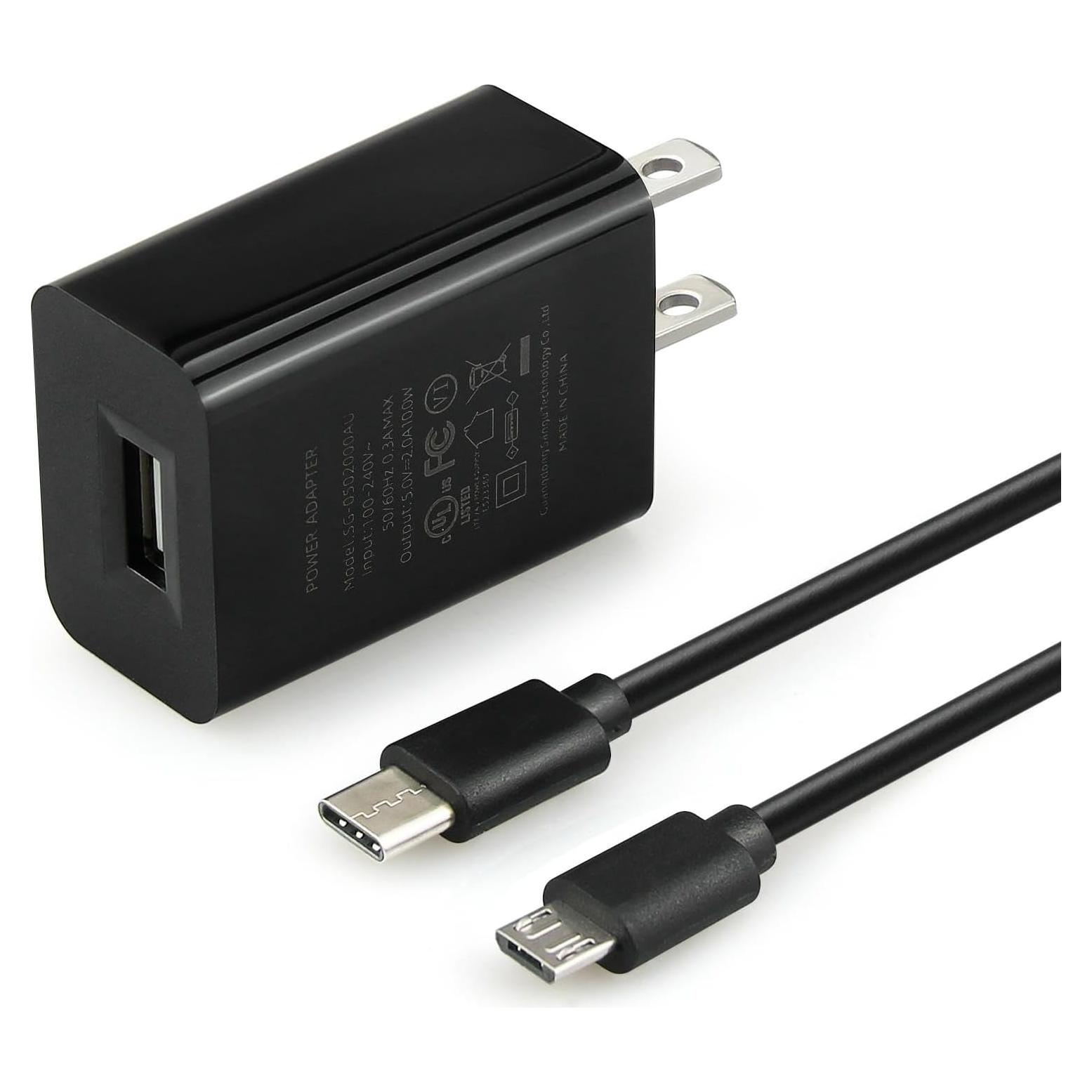 Adaptador de corriente Smays 5V 2A con 2 cables USB-C y Micro-USB