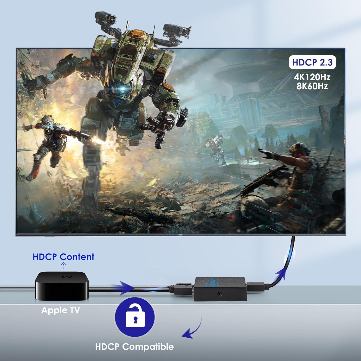 Divisor HDMI 8K 1x2 HBAVLINK 4K 120Hz HDCP 2.3