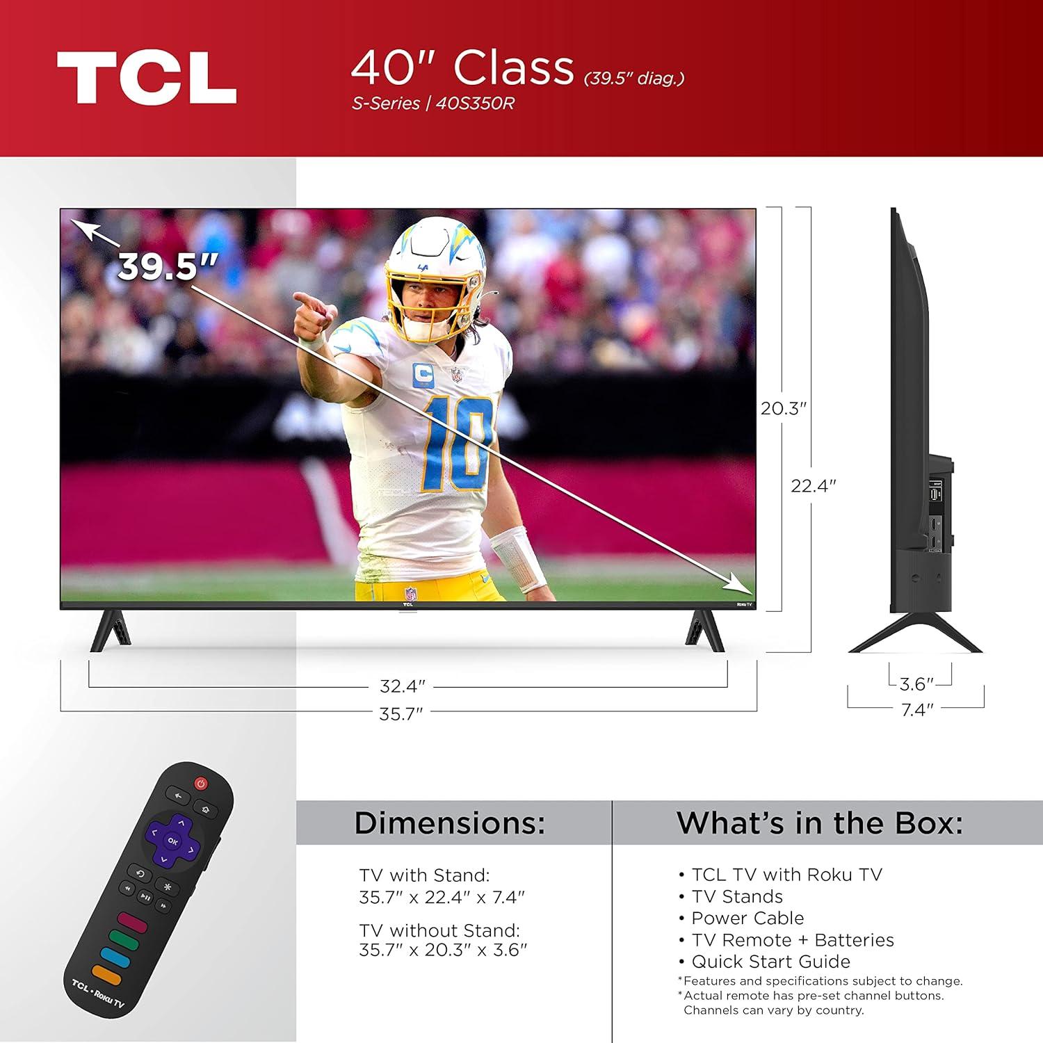 Televisor Inteligente TCL 40" LED 1080p Roku TV 2023 Negro