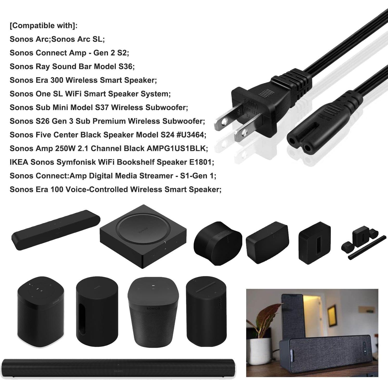 Cable de Alimentación CA 1.52m PowerHOOD para Sonos