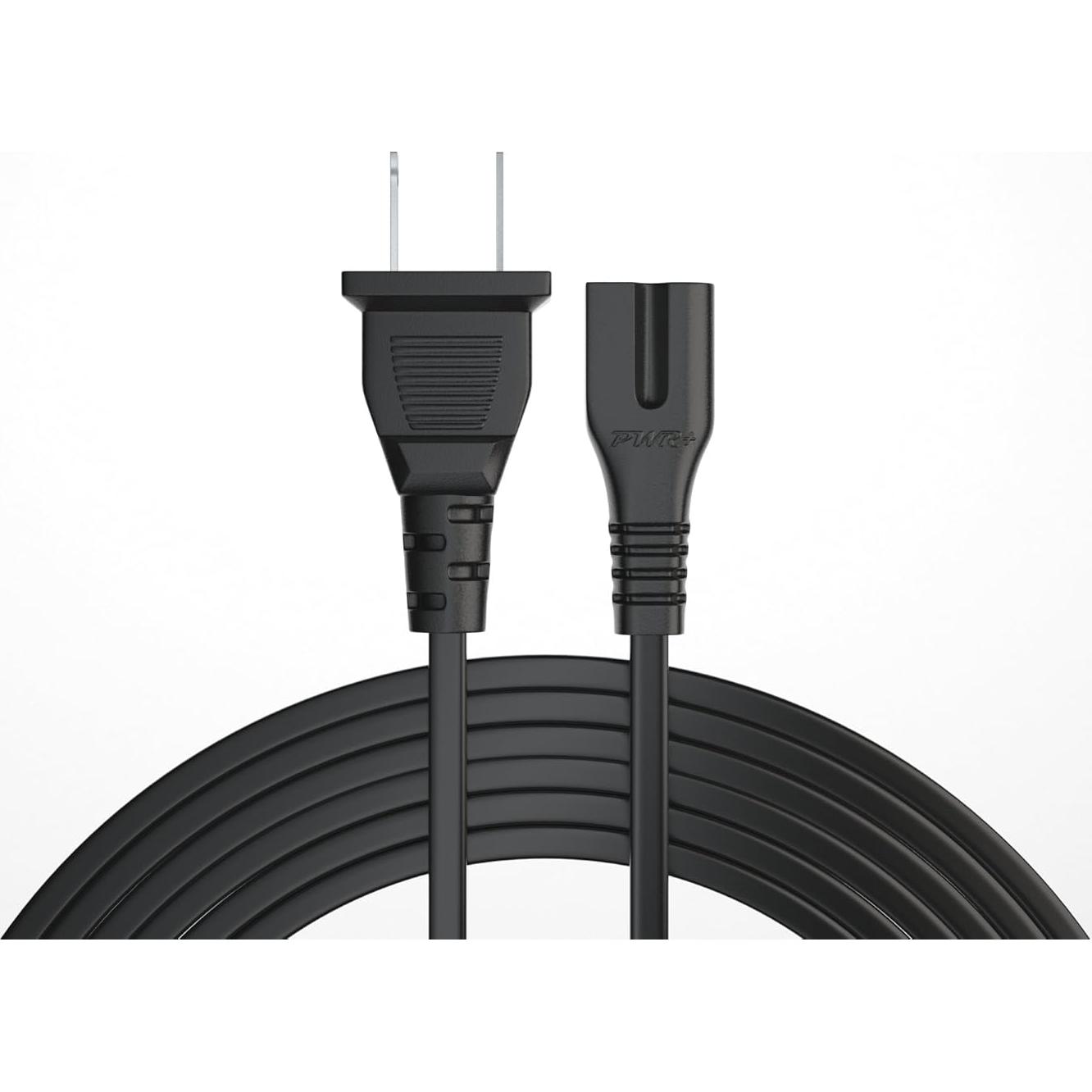 Cable de Alimentación AC 12ft PWR+ 2 Clavijas para TV y Más