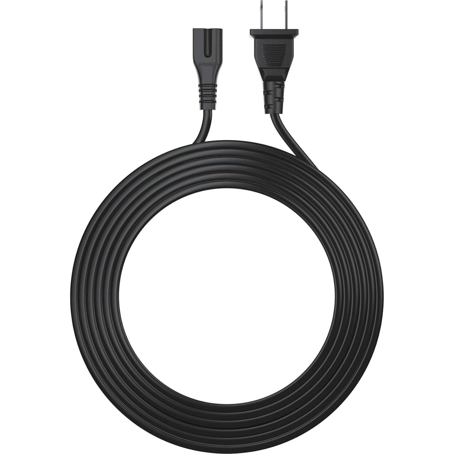 Cable de Alimentación AC 12ft PWR+ 2 Clavijas para TV y Más