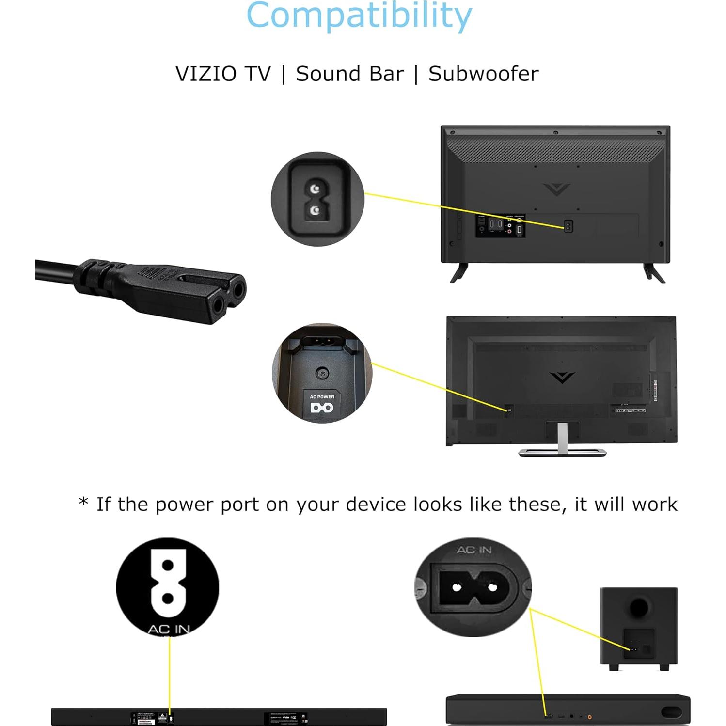 Cable de Alimentación Polarizado 2 Clavijas TONIWA 1.83m