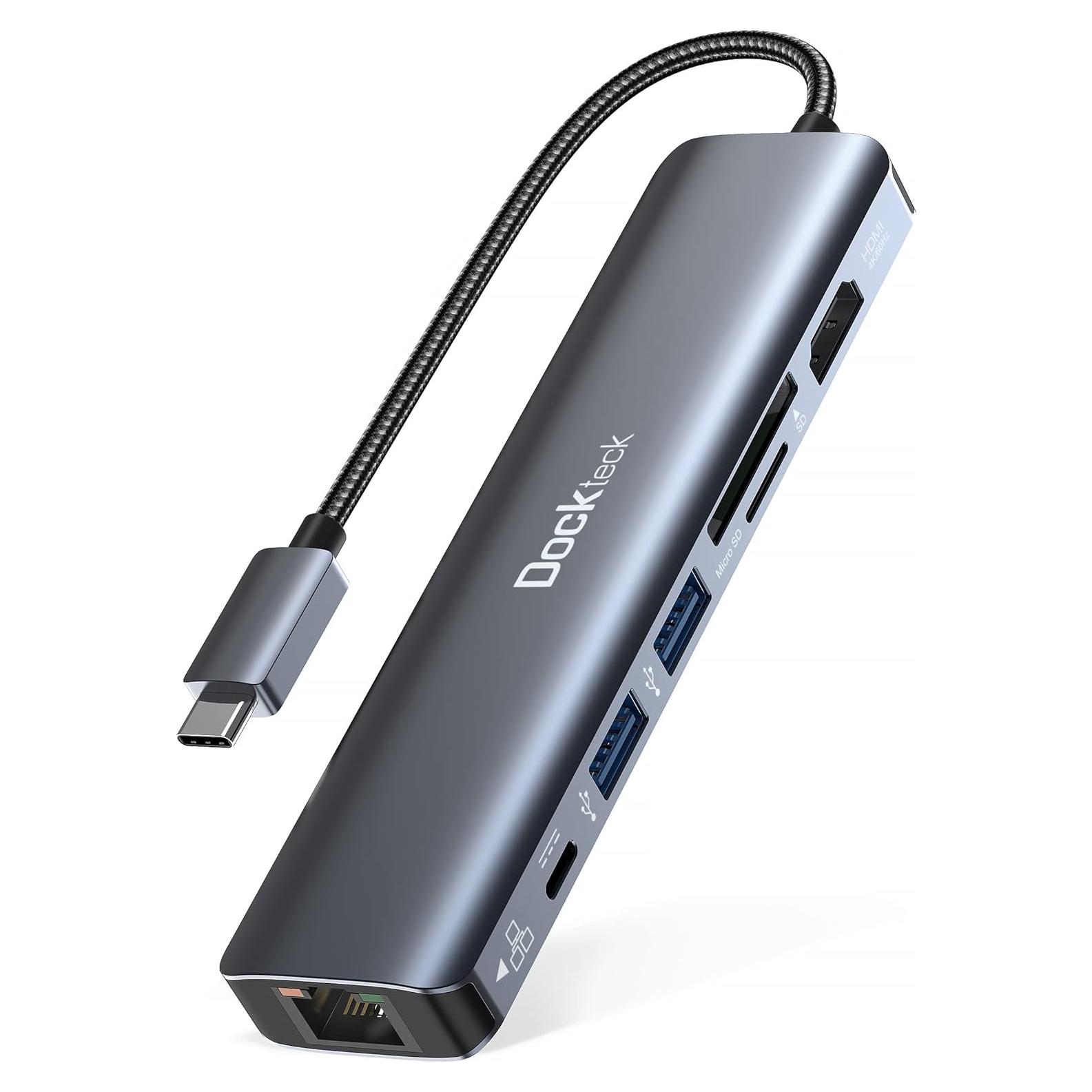 Dockteck Hub USB-C 7-en-1 con HDMI 4K, Ethernet 1Gbps