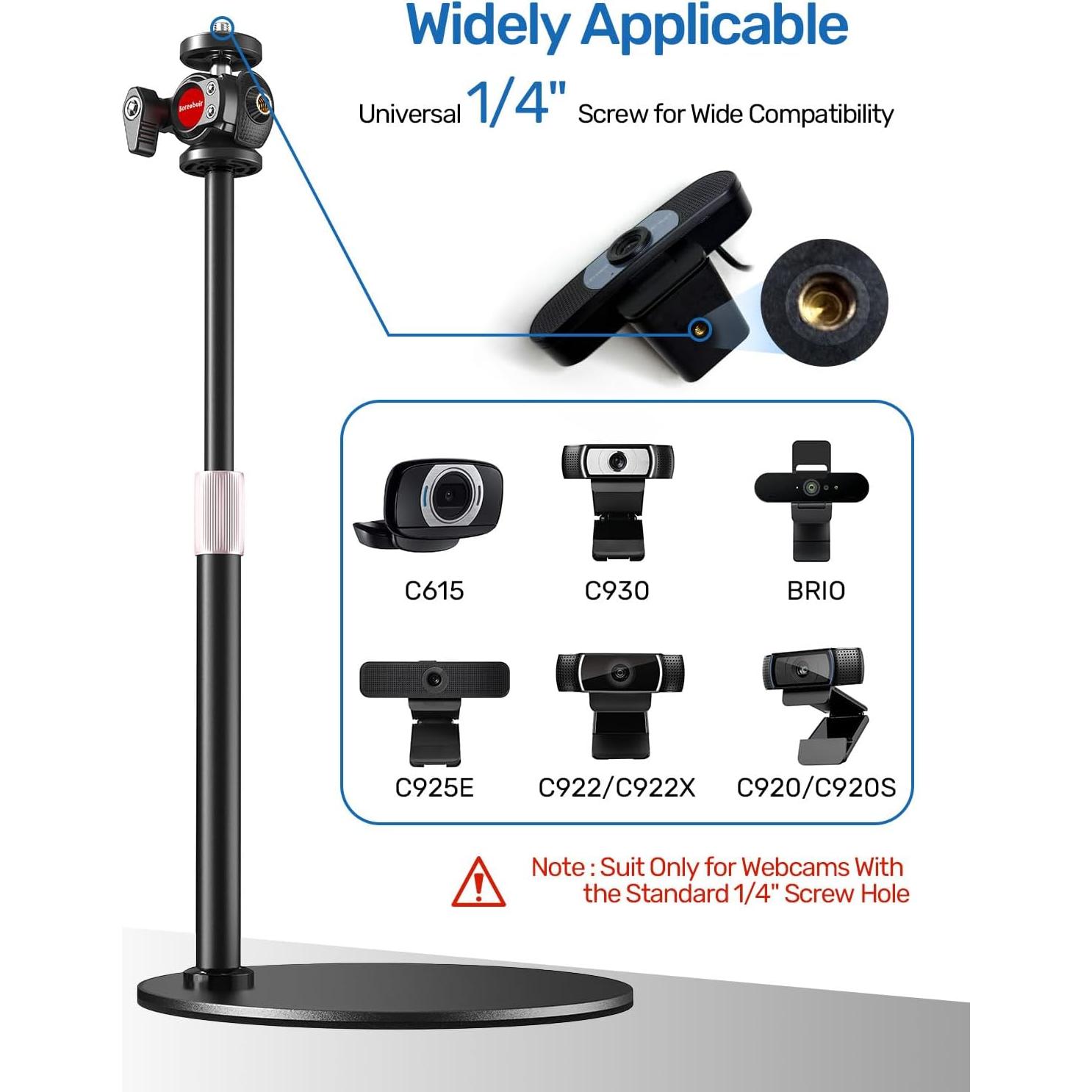 Soporte para Webcam Borenbuir Altura Ajustable 29.5-46.2 cm