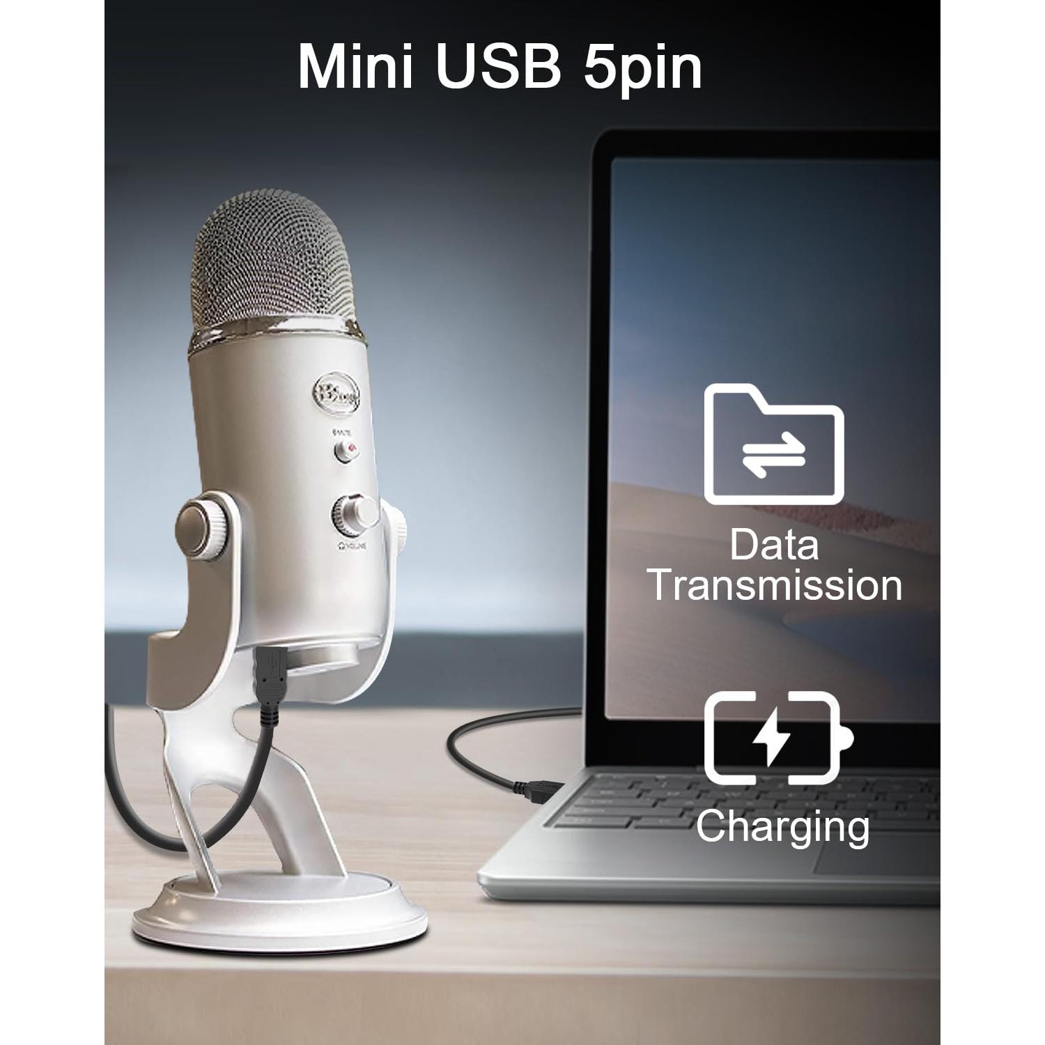 Cable USB A a Mini-B 1M Bicmice para Micrófono Blue Yeti