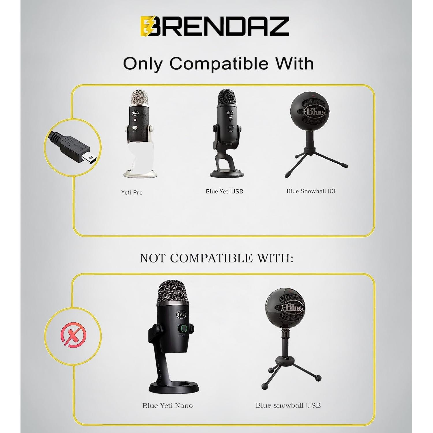 Cable Mini USB BRENDAZ 4.57 m - Compatible con Blue Yeti