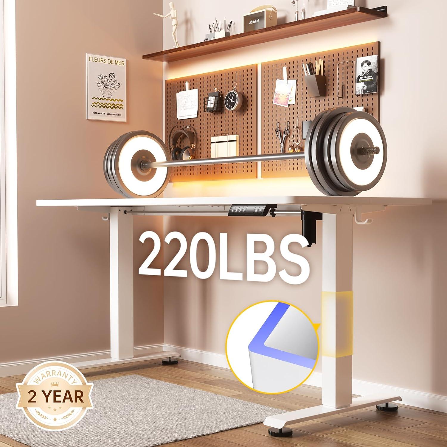 Escritorio de pie eléctrico Veken 140x60 cm blanco 4 alturas