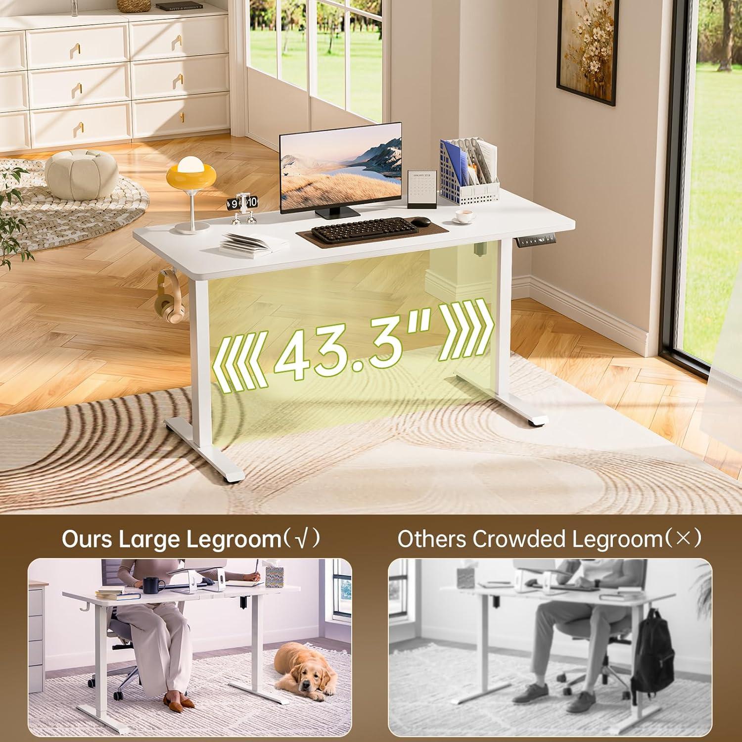 Escritorio de pie eléctrico Veken 140x60 cm blanco 4 alturas