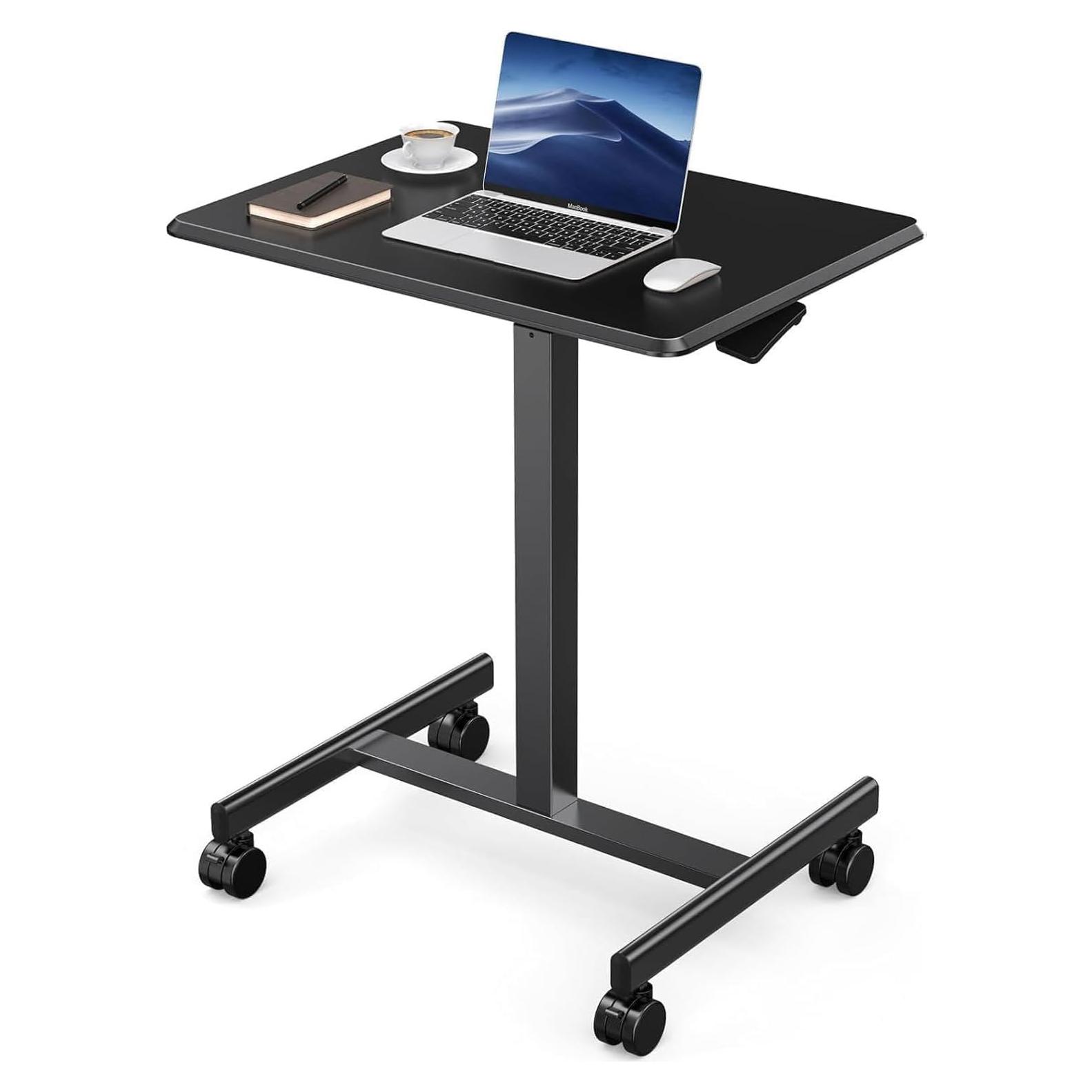 Escritorio de Pie DUMOS Ajustable Móvil 108 cm Negro