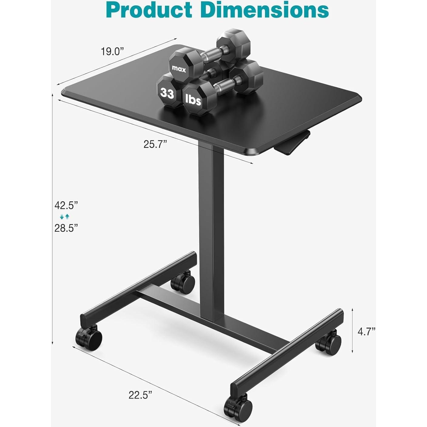 Escritorio de Pie DUMOS Ajustable Móvil 108 cm Negro