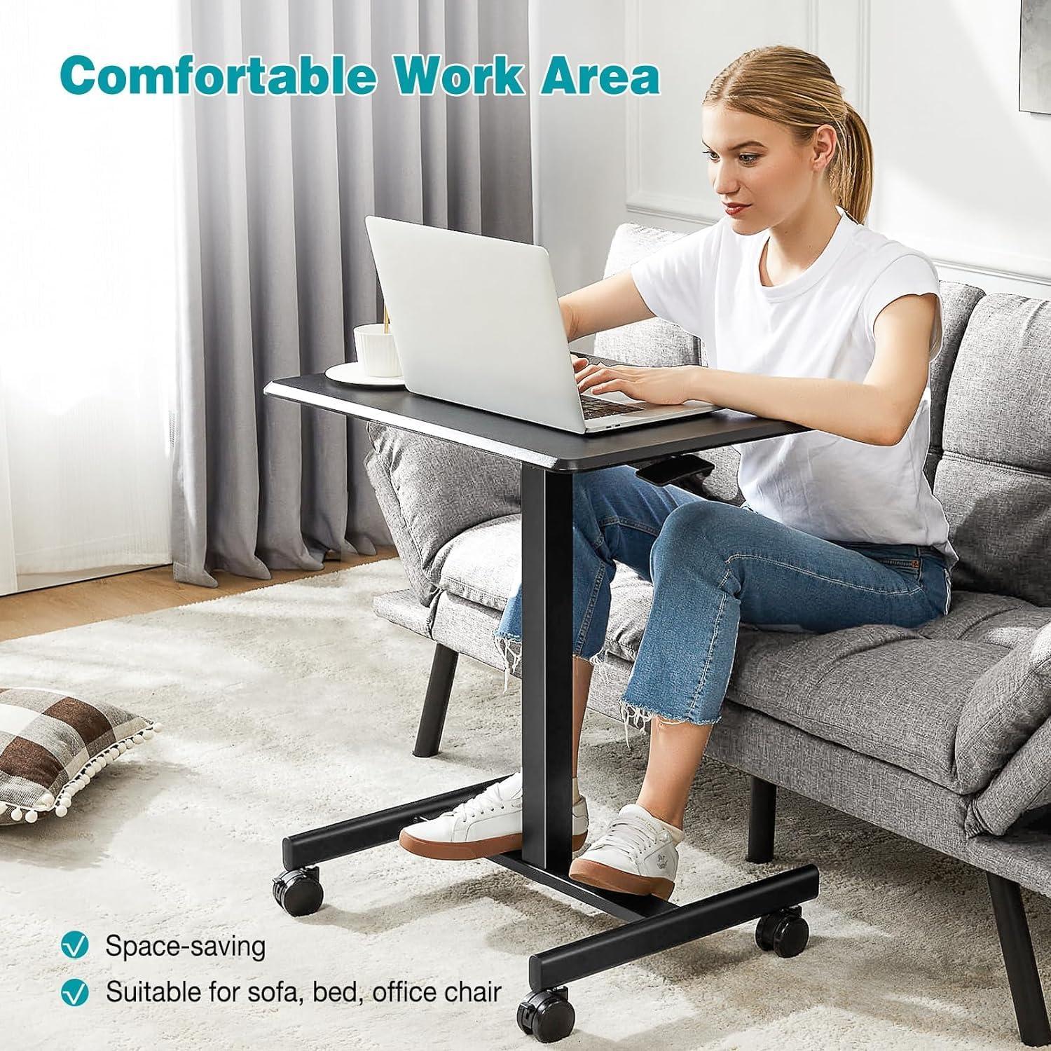 Escritorio de Pie DUMOS Ajustable Móvil 108 cm Negro