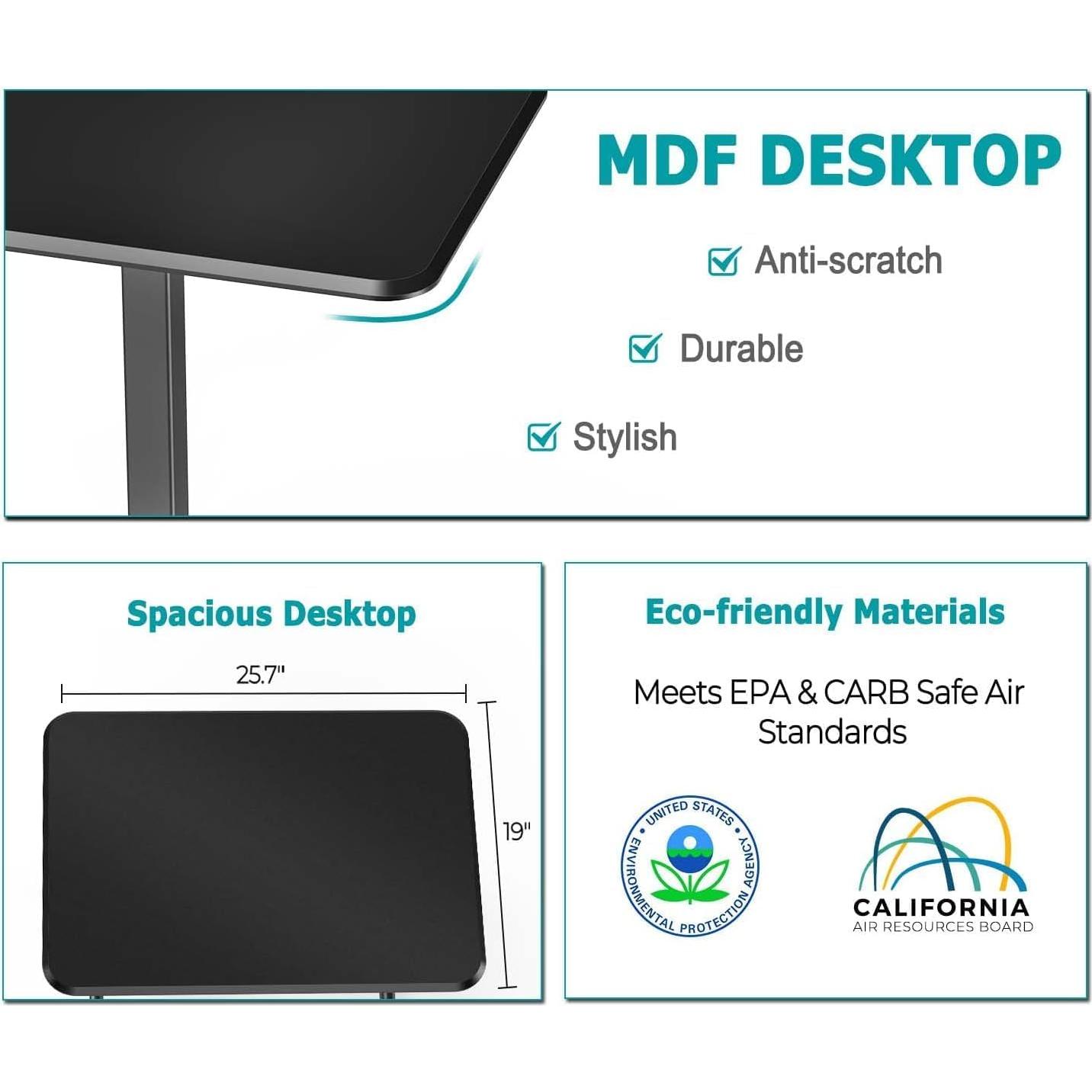 Escritorio de Pie DUMOS Ajustable Móvil 108 cm Negro