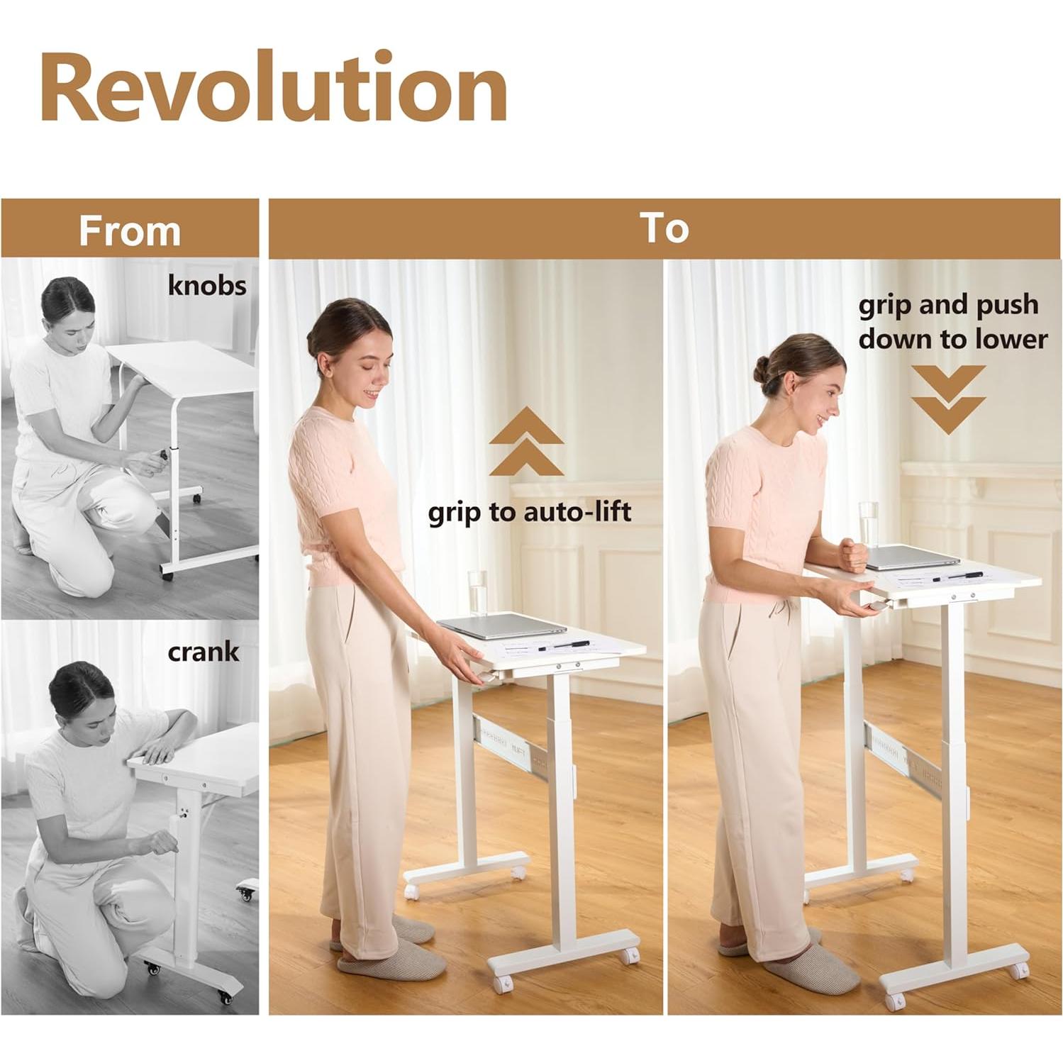 Escritorio de Pie Ajustable YILIFT PneuRev Blanco 71-110 cm