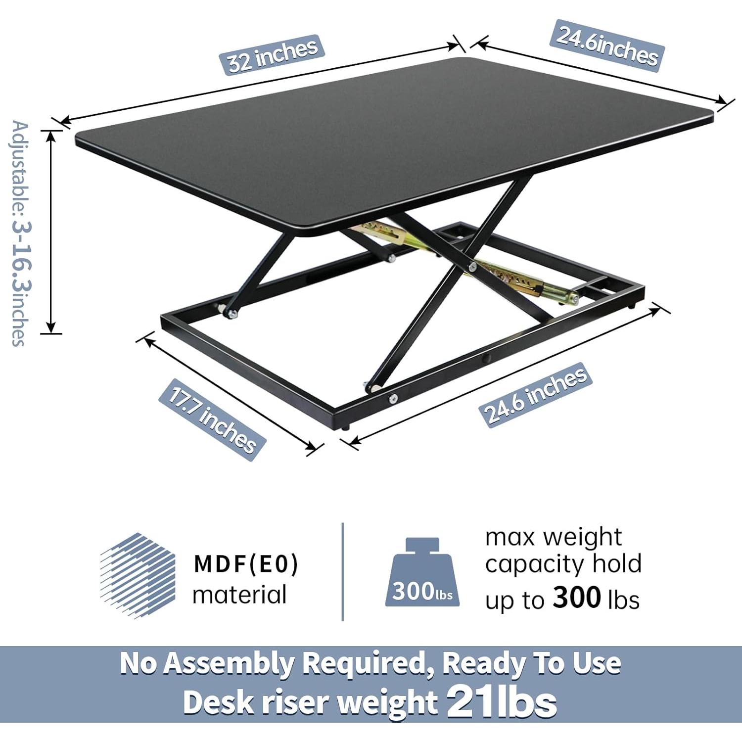 Escritorio Elevador STANDNEE Ajustable en Altura Negro 32in