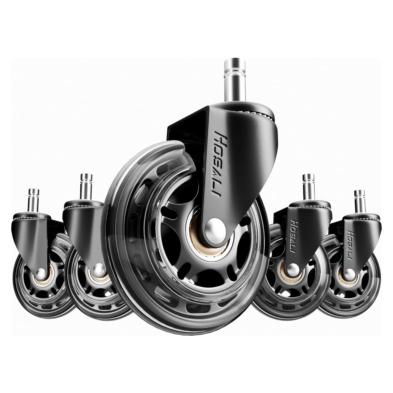 Ruedas de Silla de Oficina HOSALI 3" Goma Suave Juego de 5