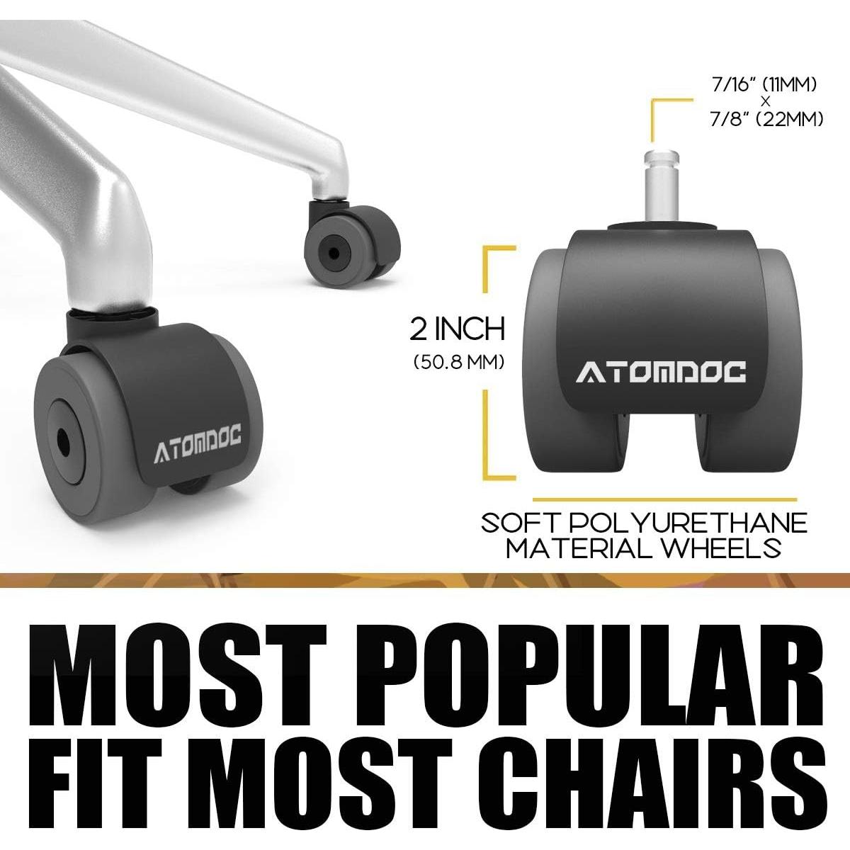 Ruedas de Caster ATOMDOC 5 para Sillas de Oficina 5.08 cm