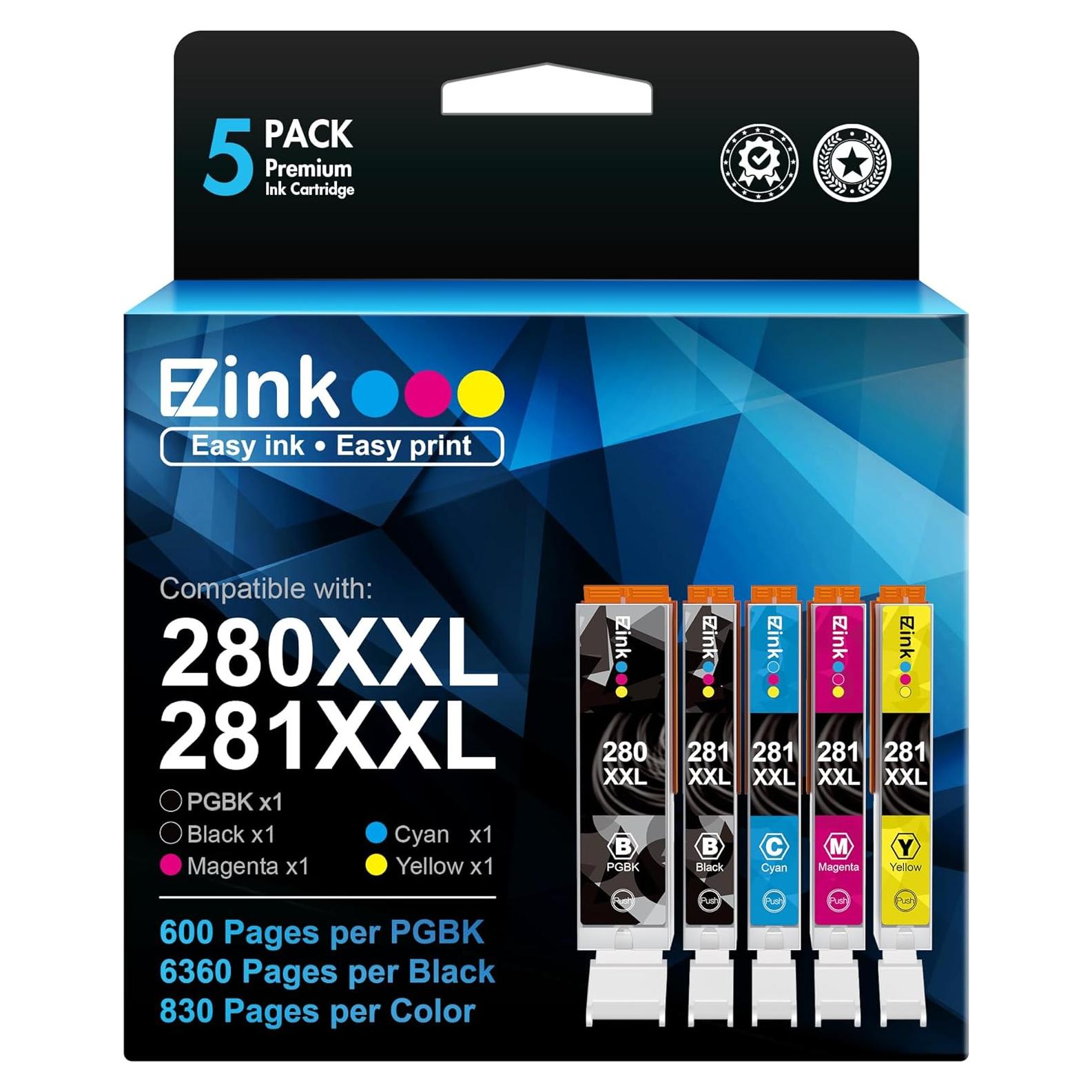 Cartuchos de tinta E-Z Ink para Canon PGI-280XXL CLI-281XXL - 5 Piezas